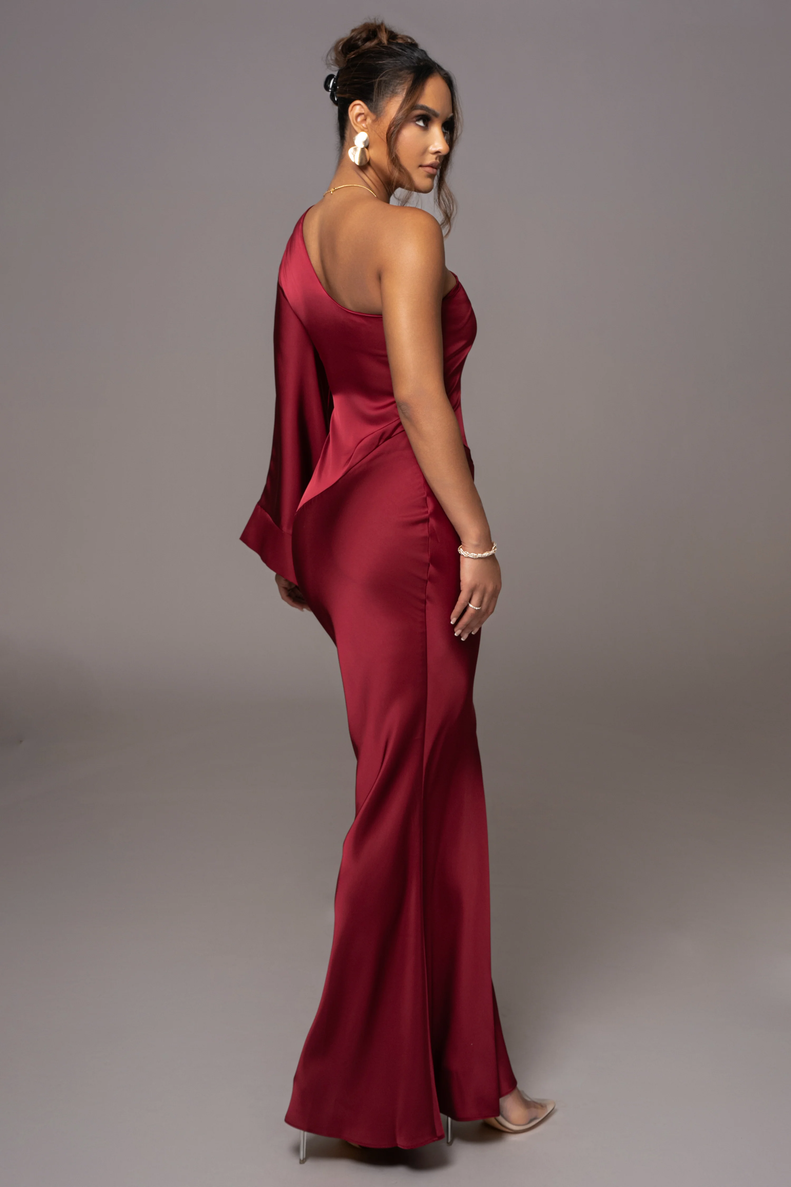Red Femme Drape Maxi Dress - Image 8