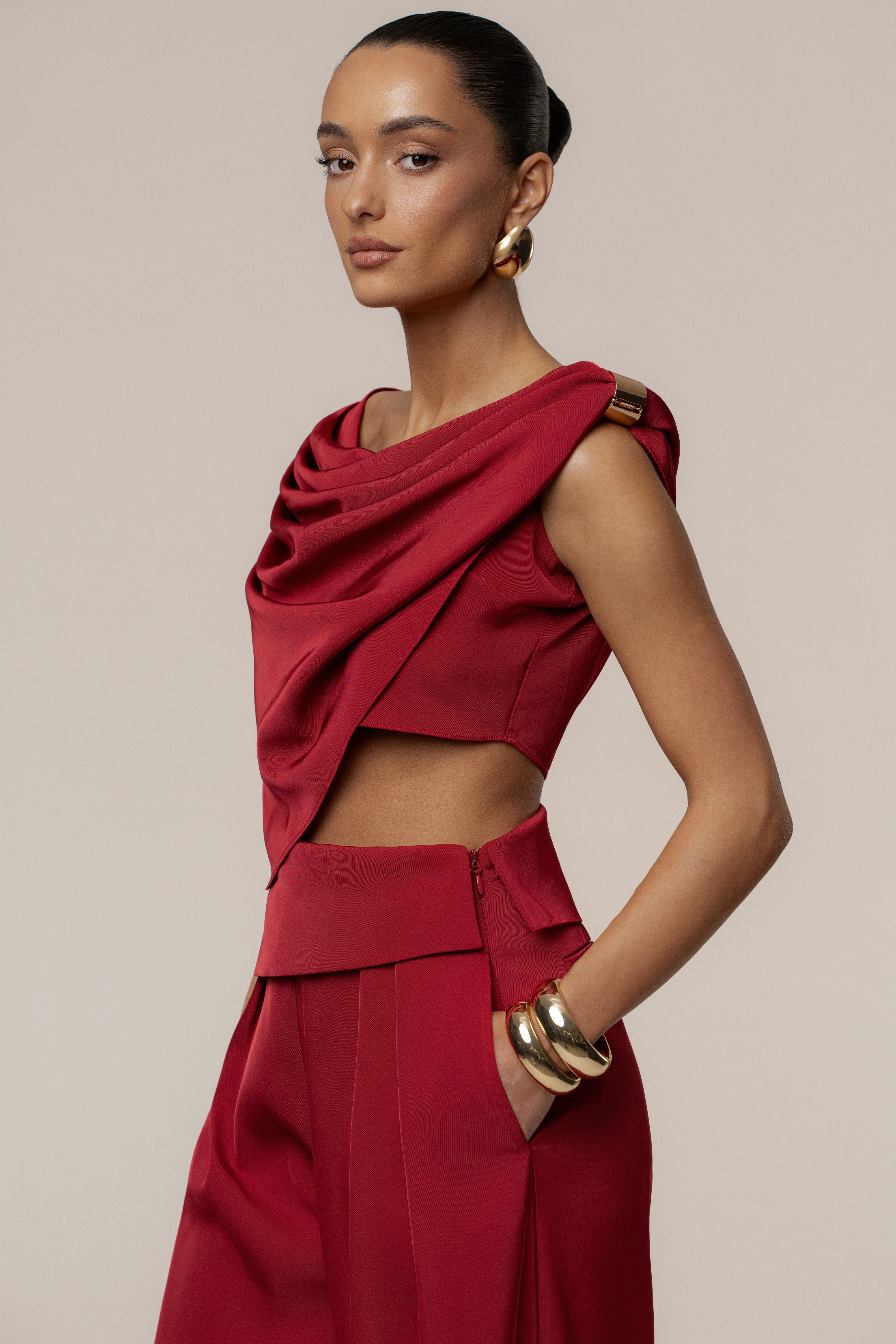 Red Gleam and Glow Satin Top - Image 3