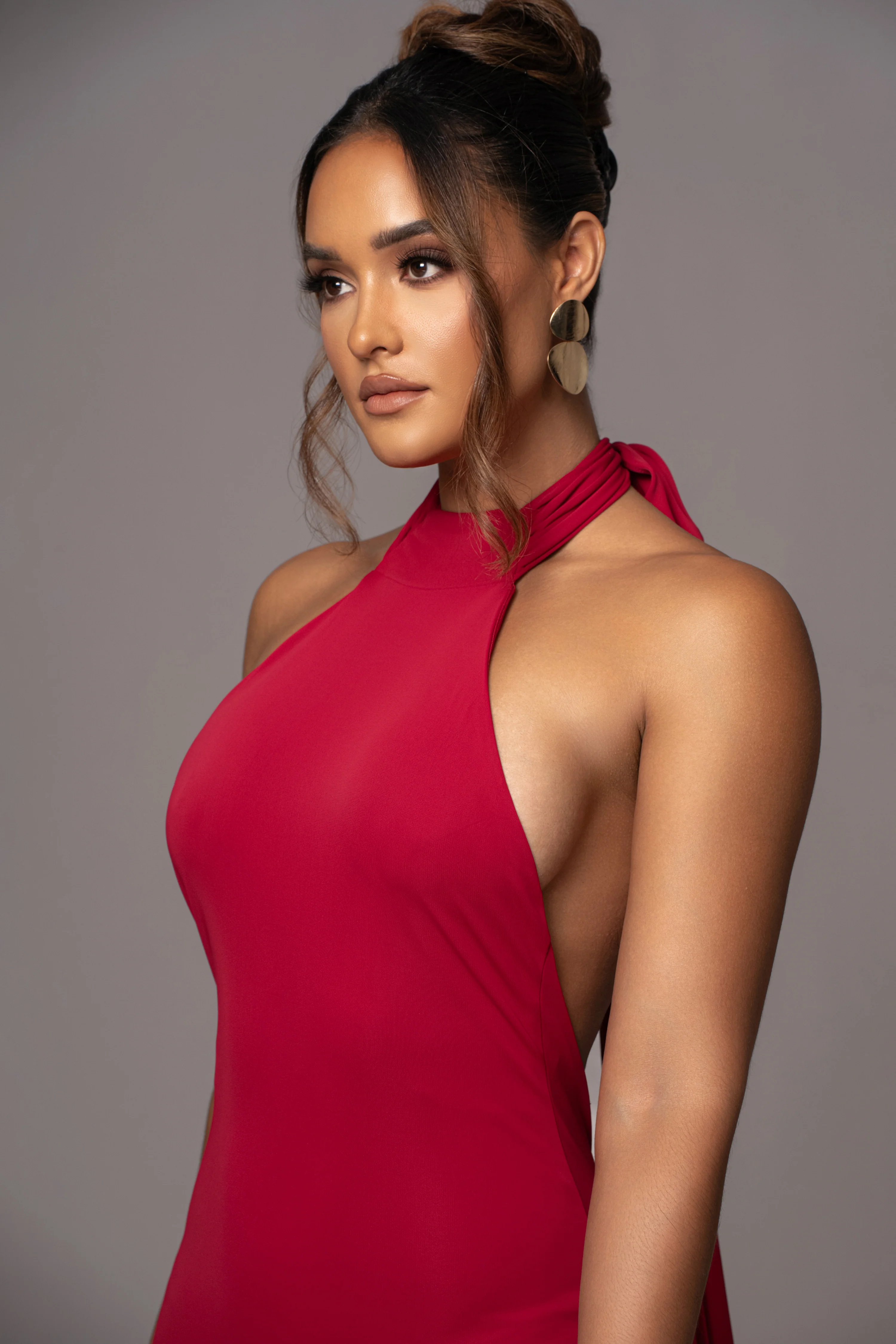 Red Golden Evening Maxi Gown - Image 10