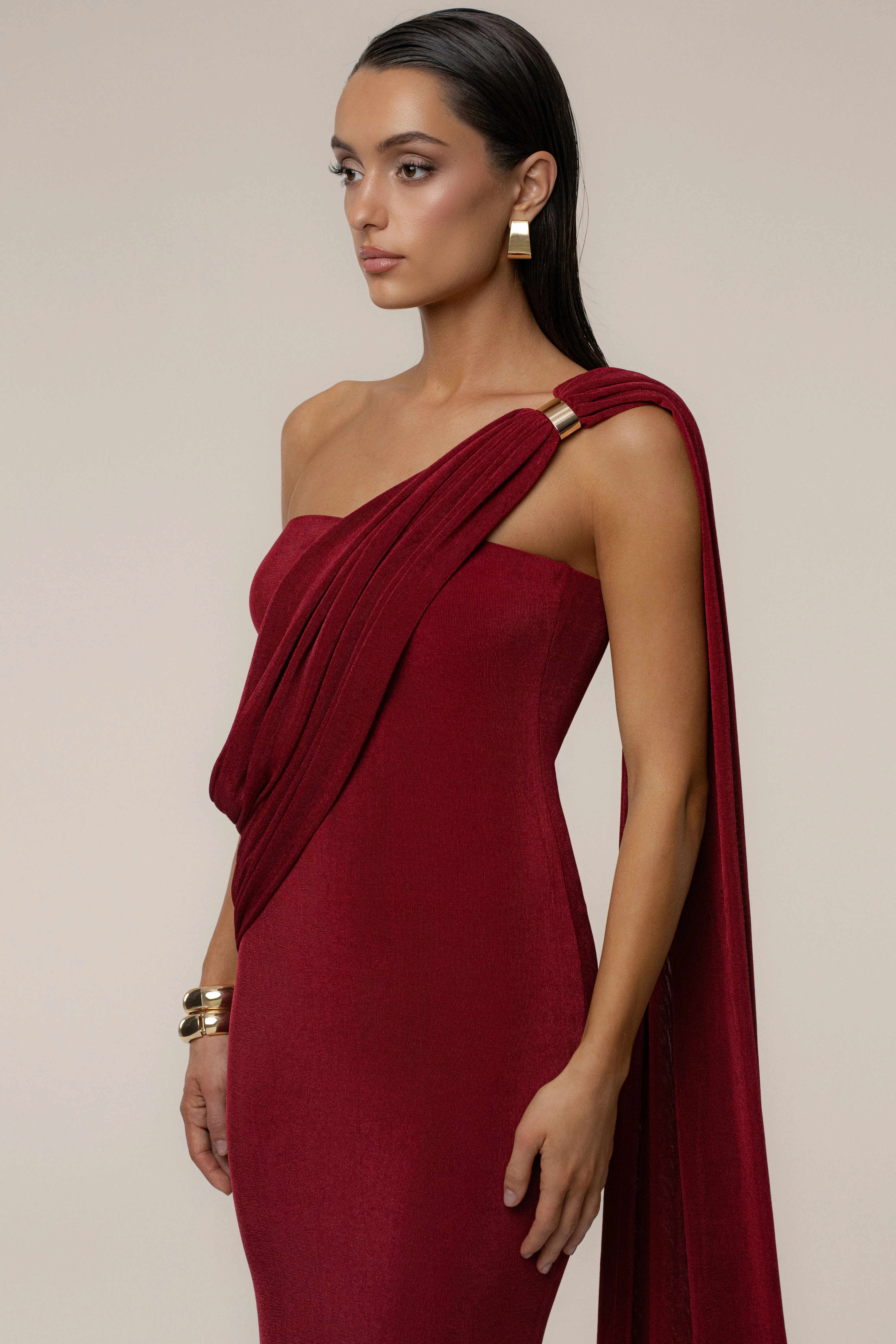 Red Golden Veil Maxi Dress - Image 6