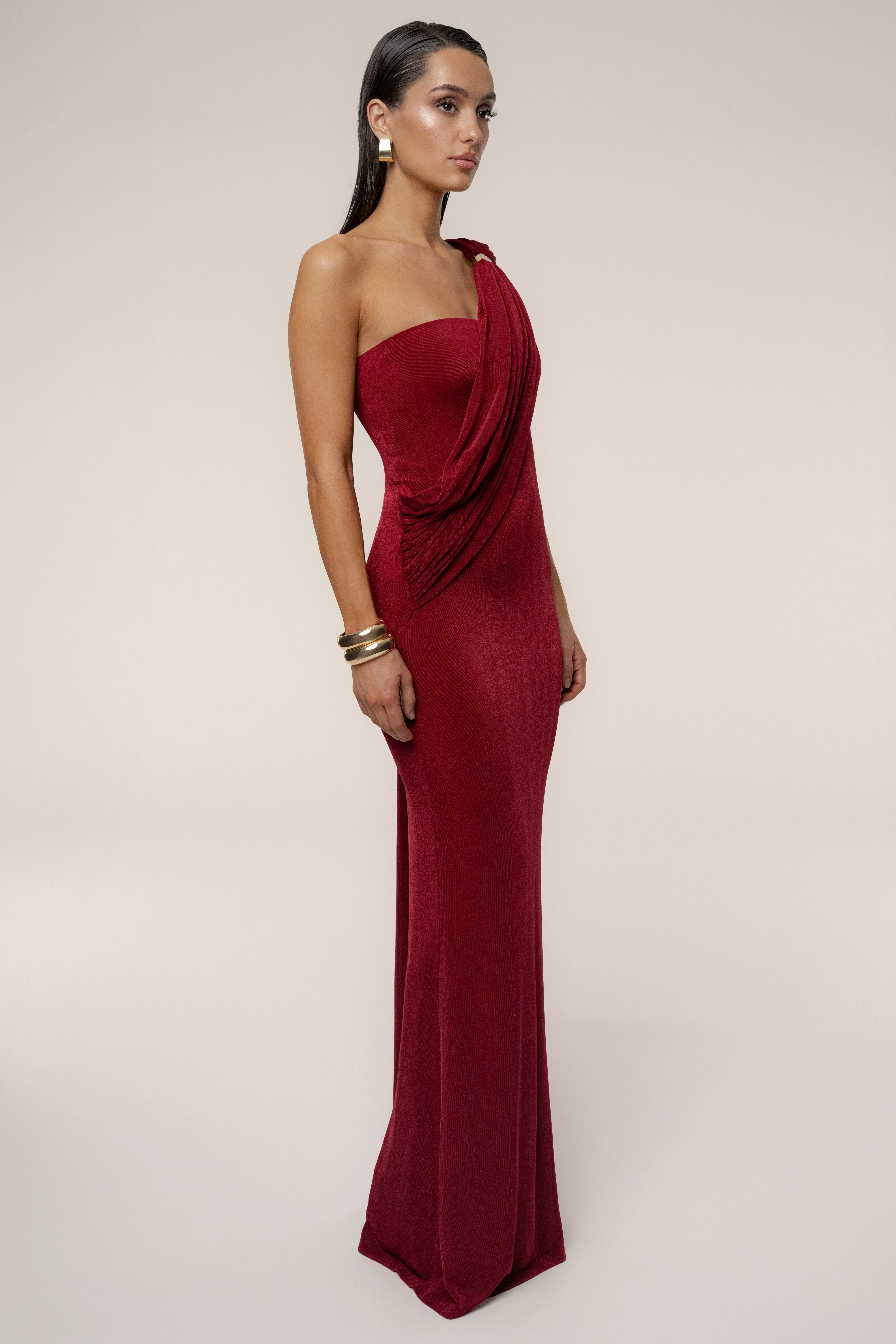 Red Golden Veil Maxi Dress - Image 8