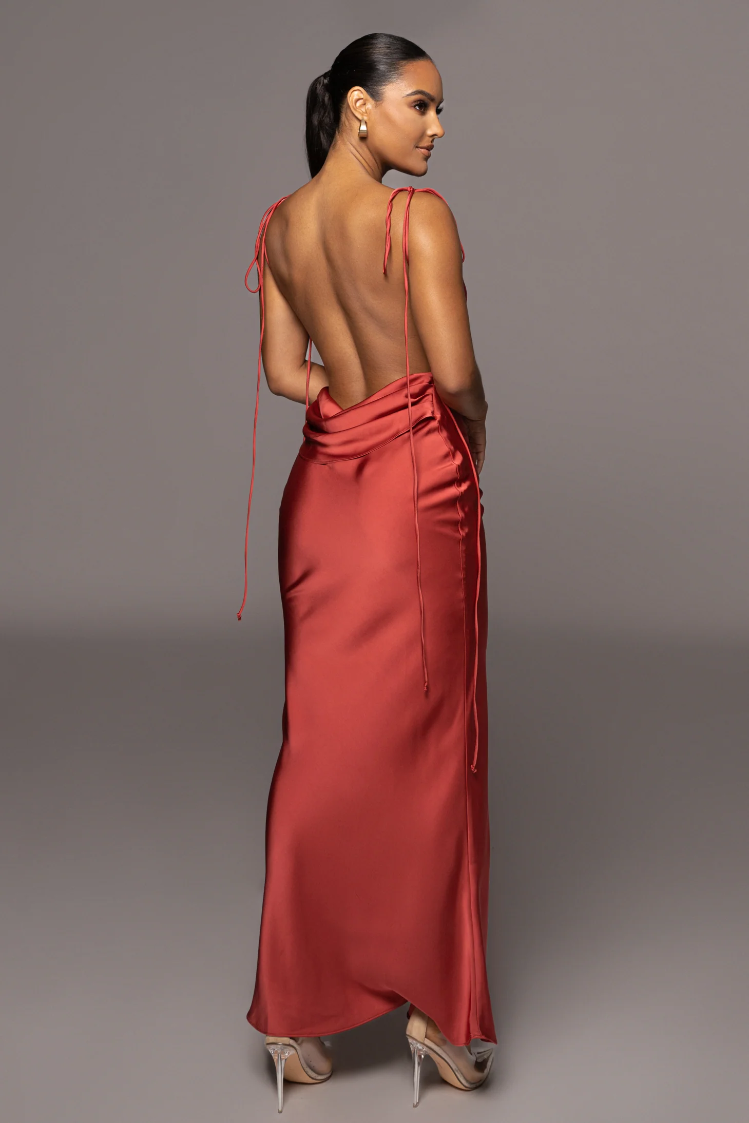 Red Irresistible Satin Maxi Dress - Image 9