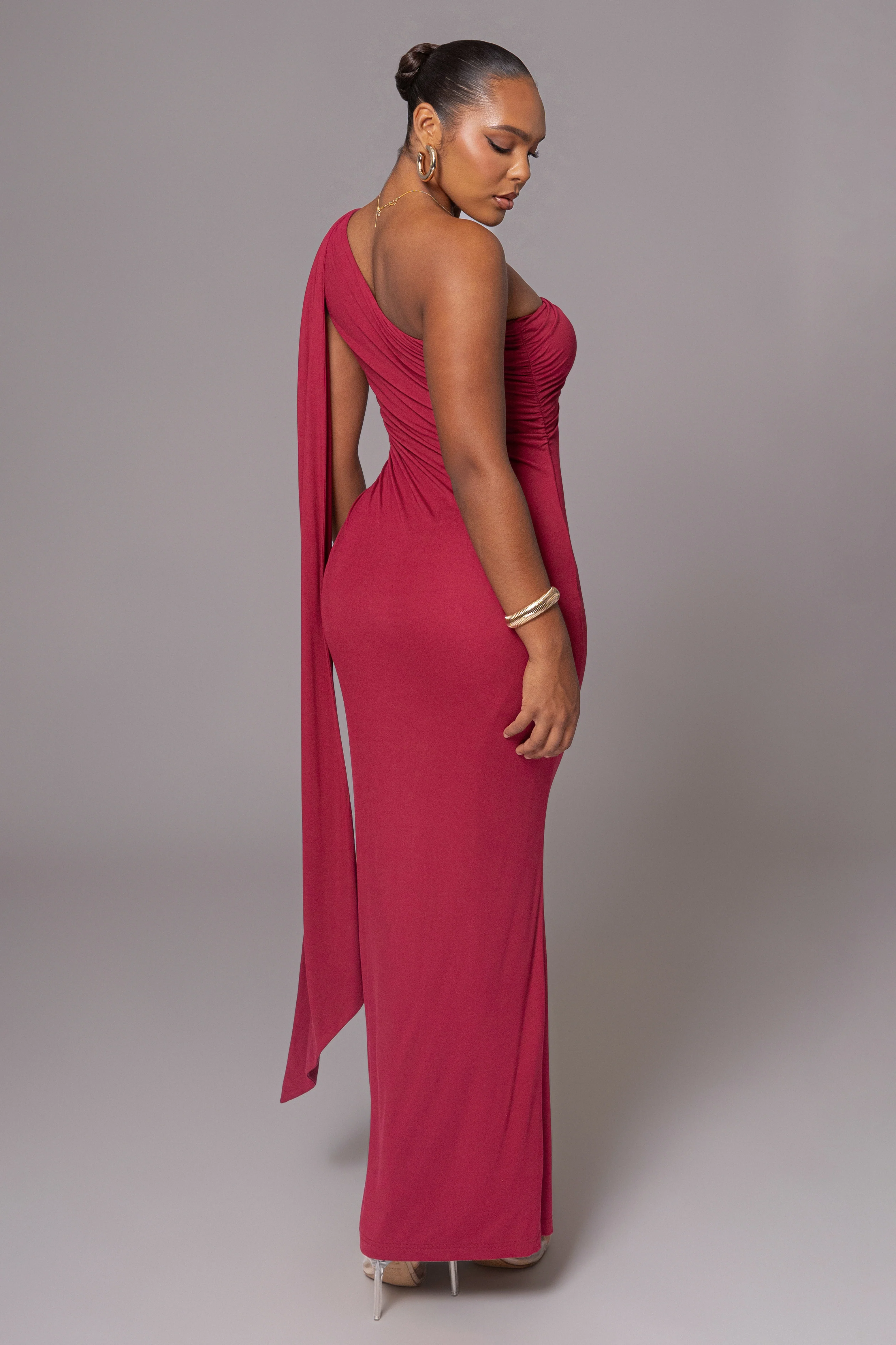 Red Kianna Drape Maxi Dress - Image 10