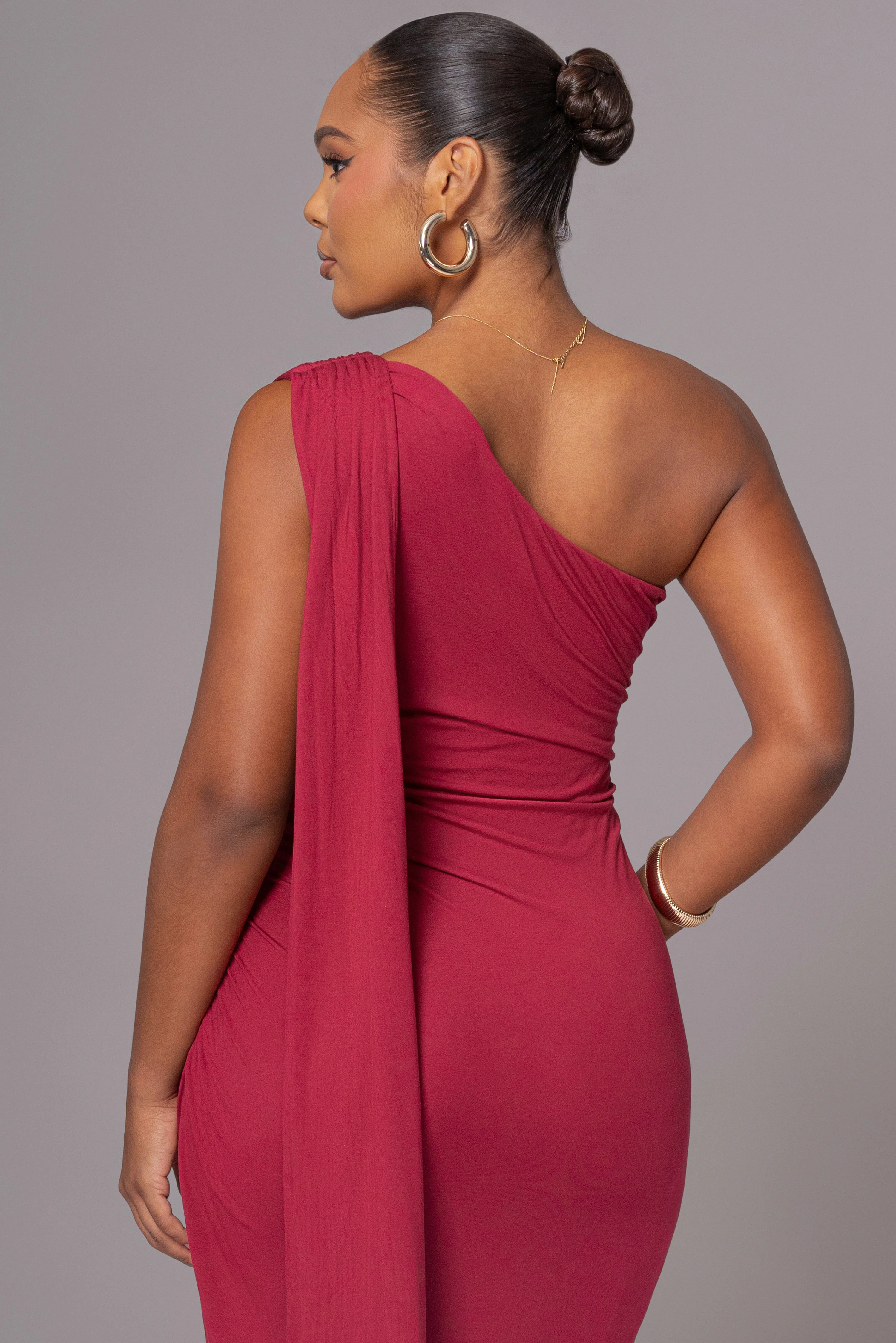 Red Kianna Drape Maxi Dress - Image 11