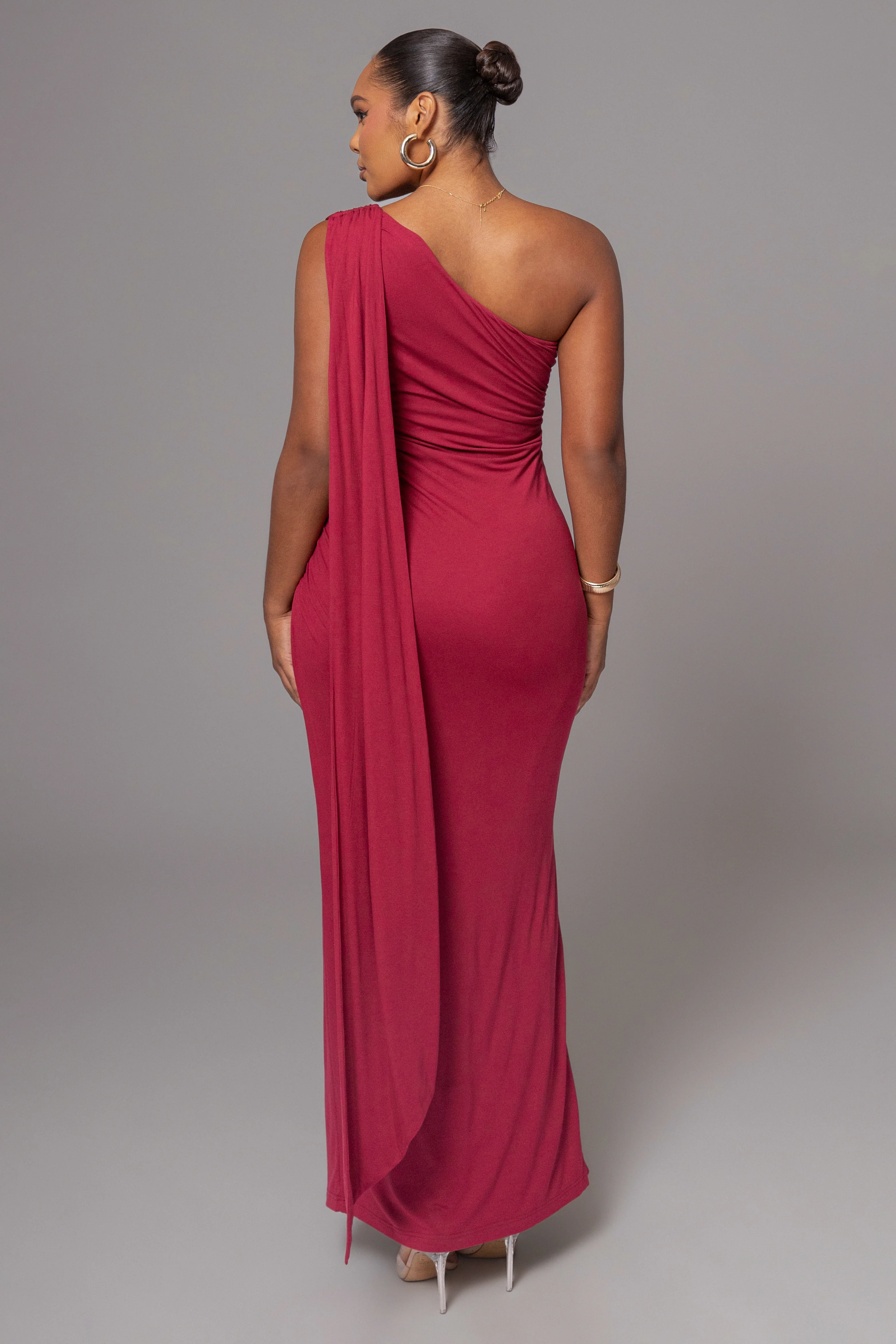 Red Kianna Drape Maxi Dress - Image 12