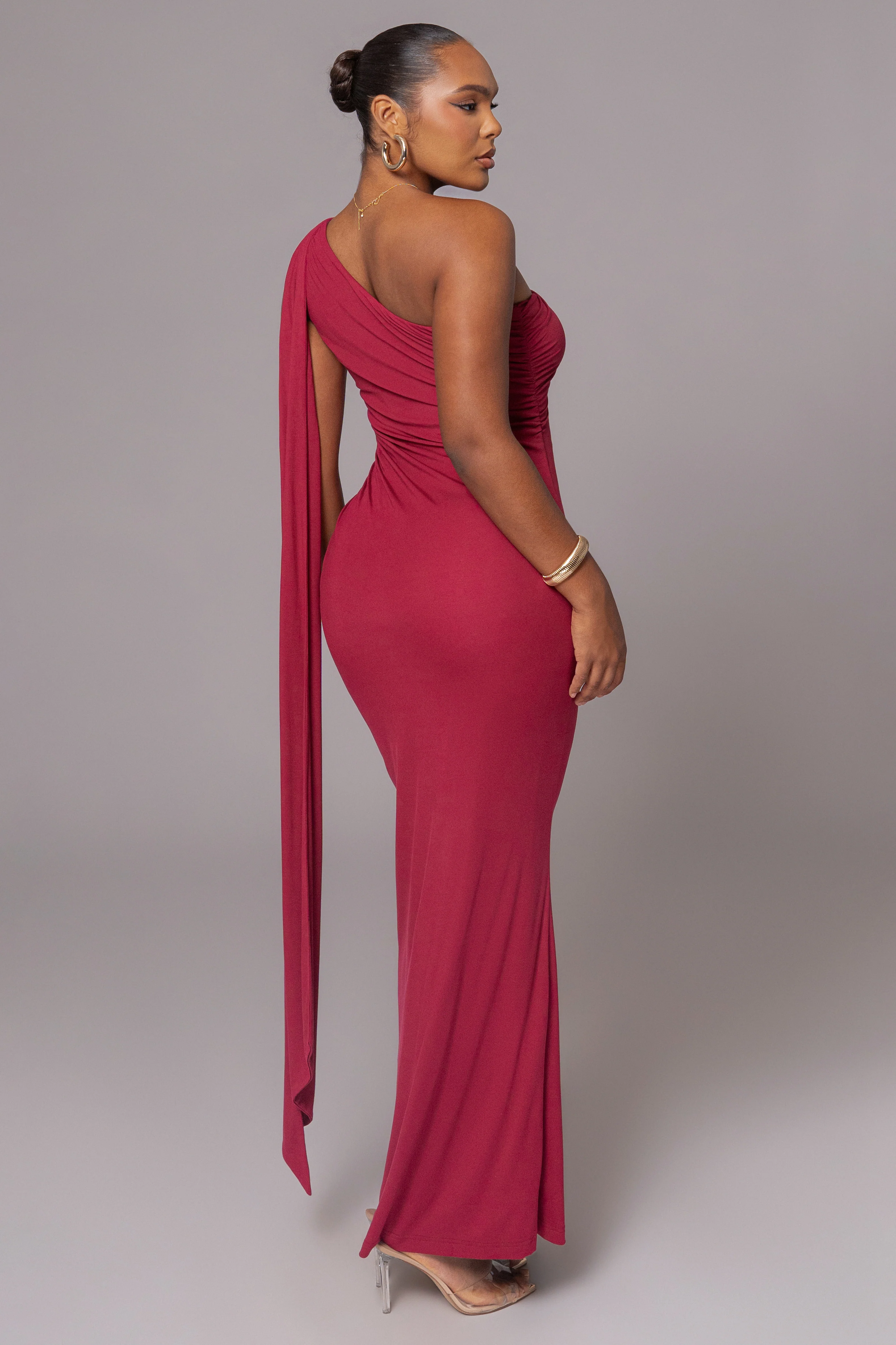 Red Kianna Drape Maxi Dress - Image 2