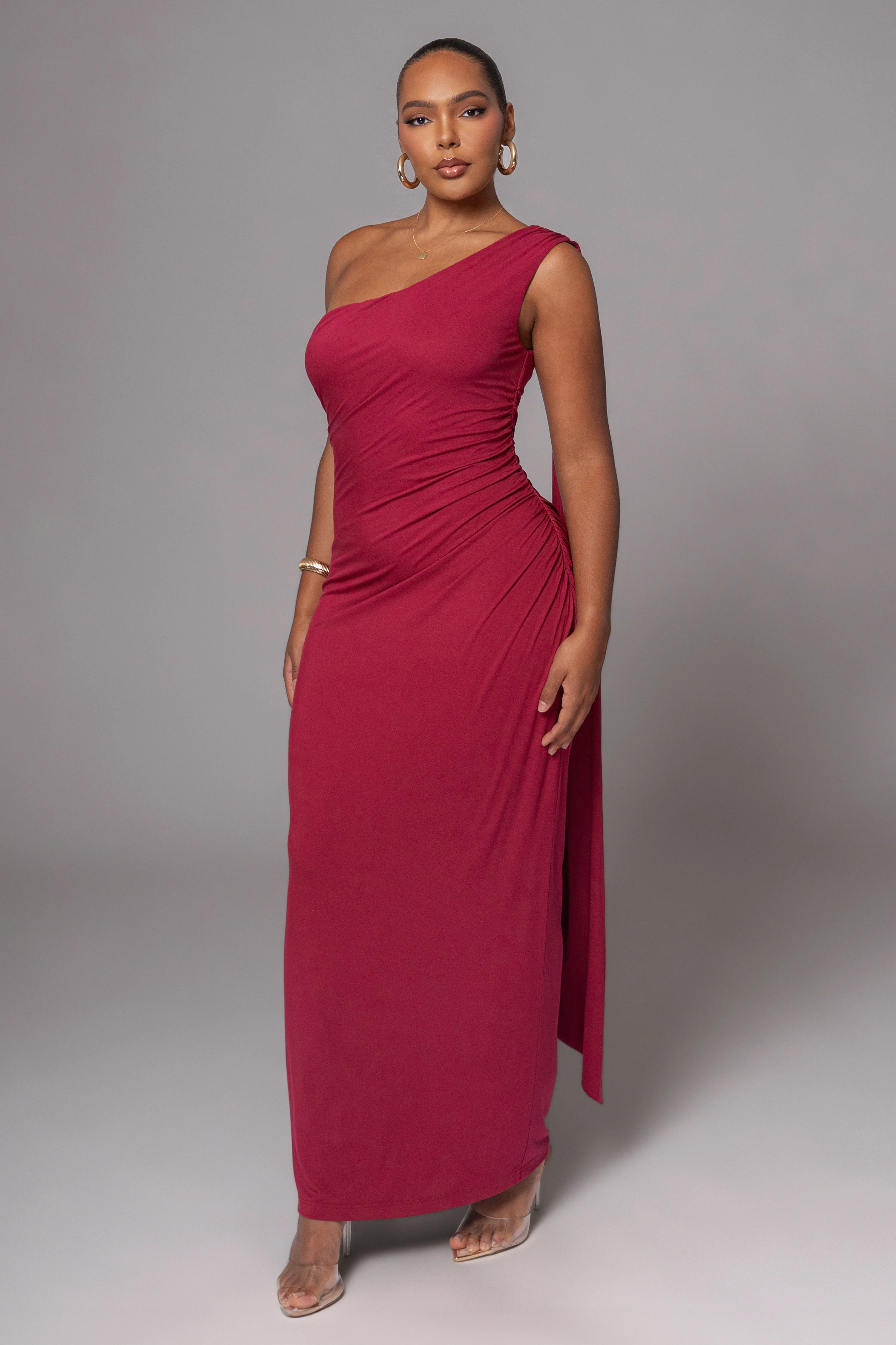 Red Kianna Drape Maxi Dress - Image 6