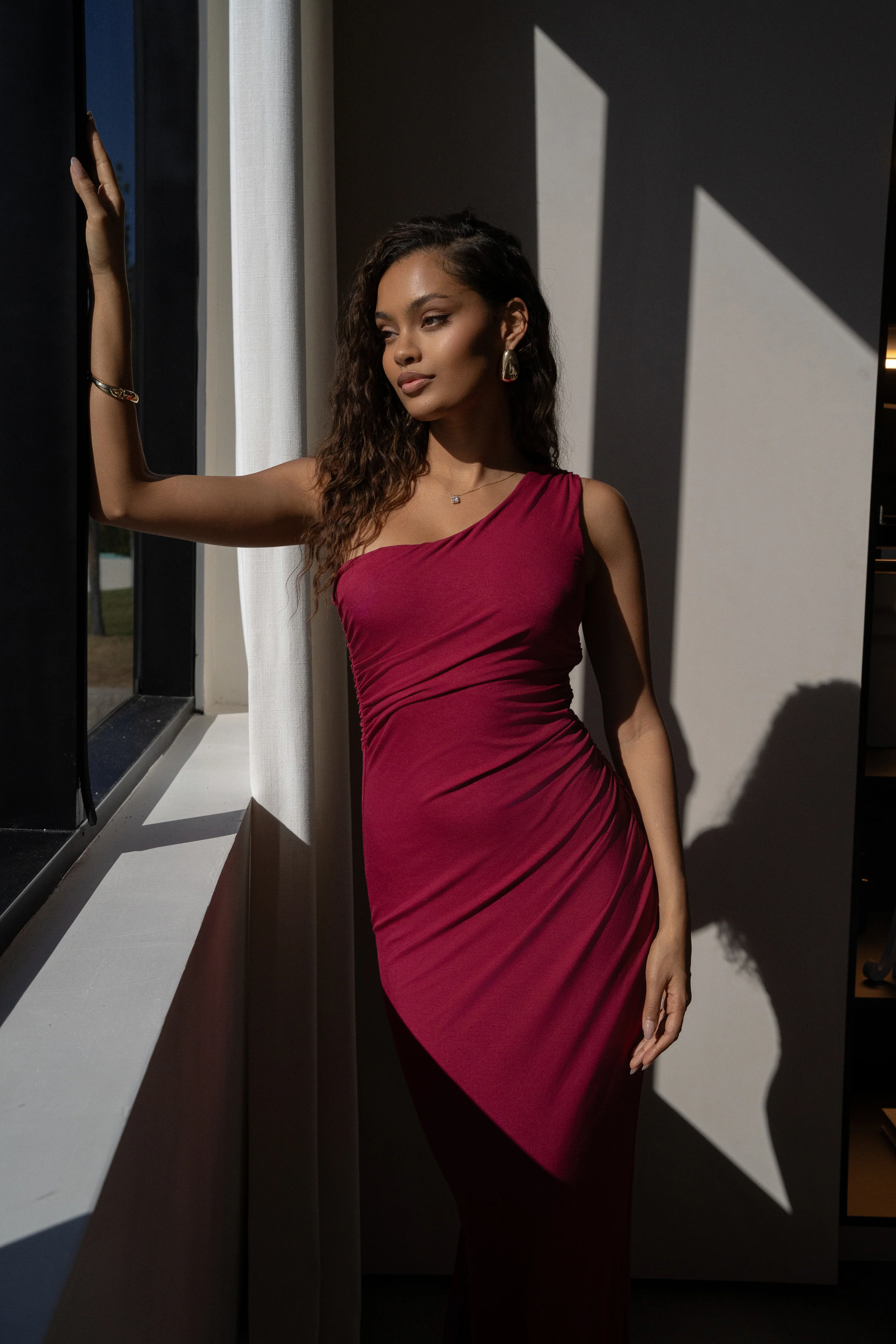 Red Kianna Drape Maxi Dress - Image 7