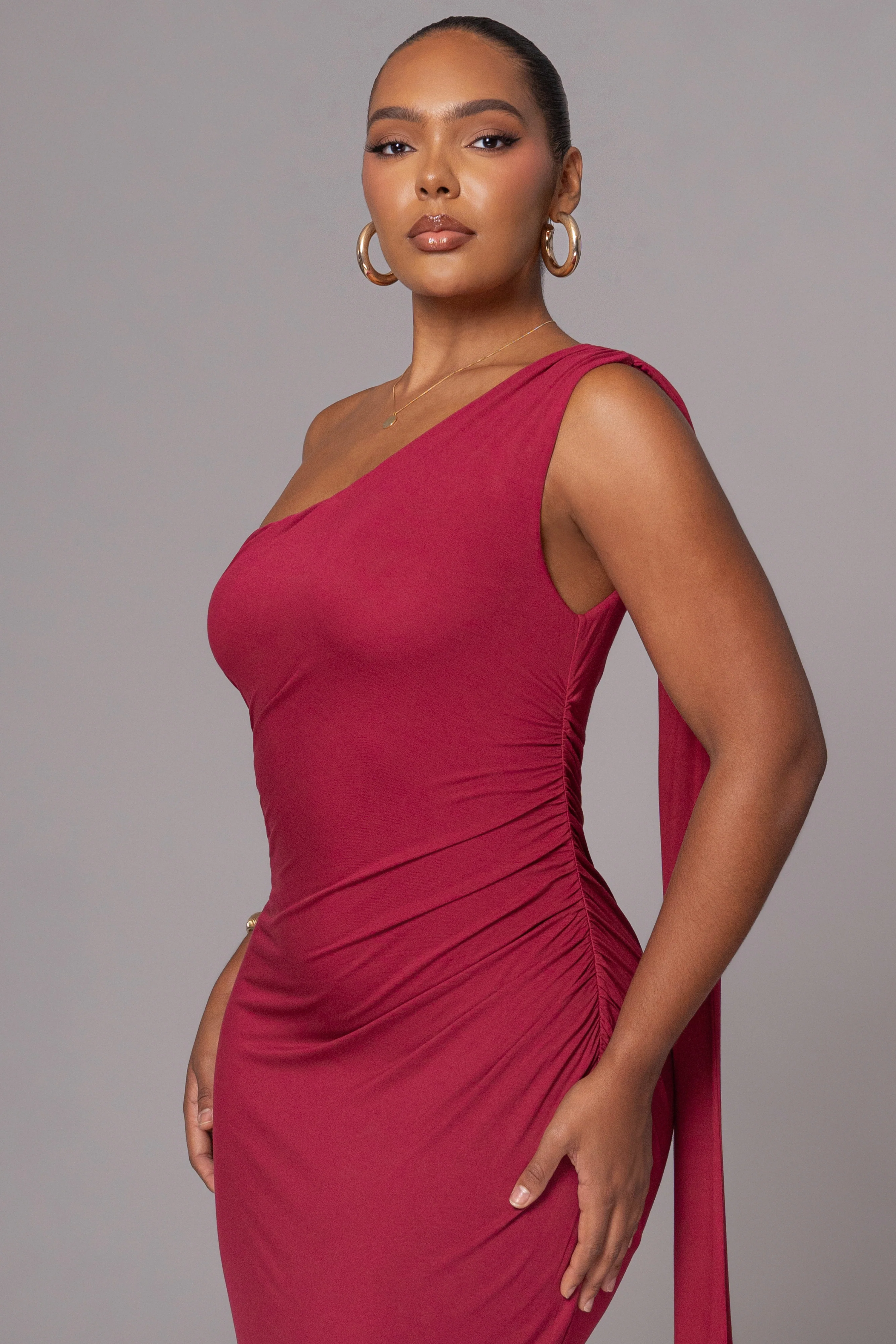 Red Kianna Drape Maxi Dress - Image 8