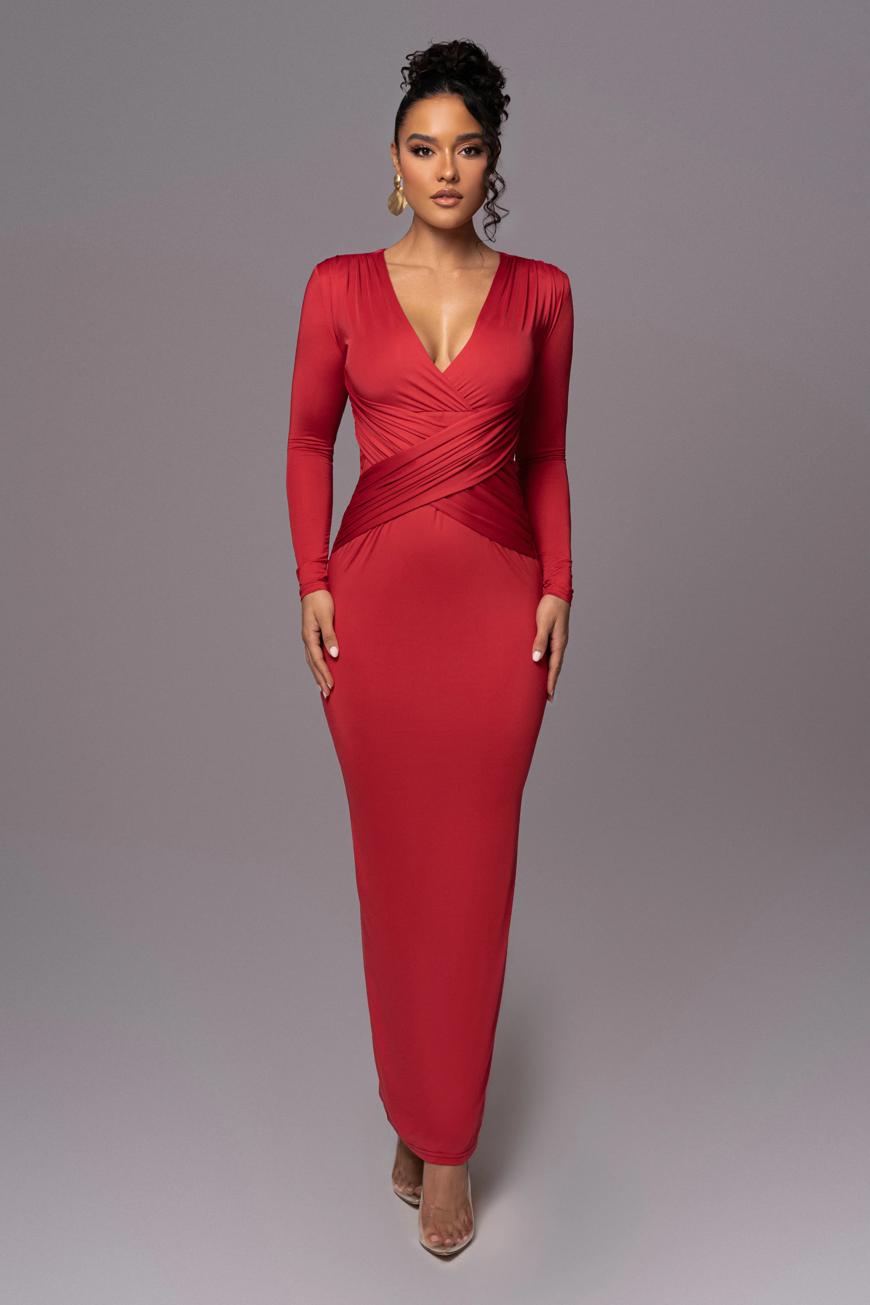 Red Rowan Plunge Maxi Dress - Image 3