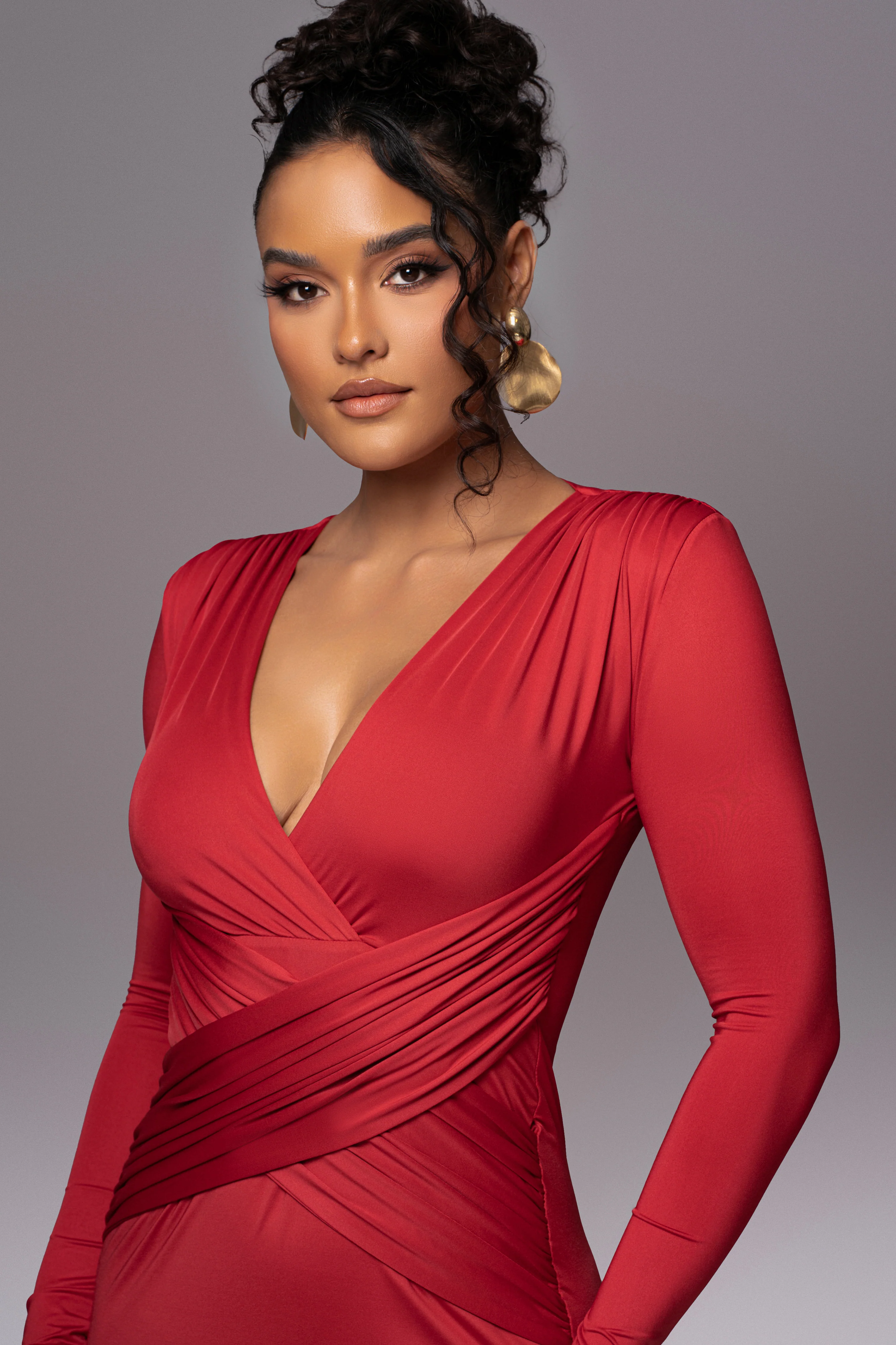 Red Rowan Plunge Maxi Dress - Image 5