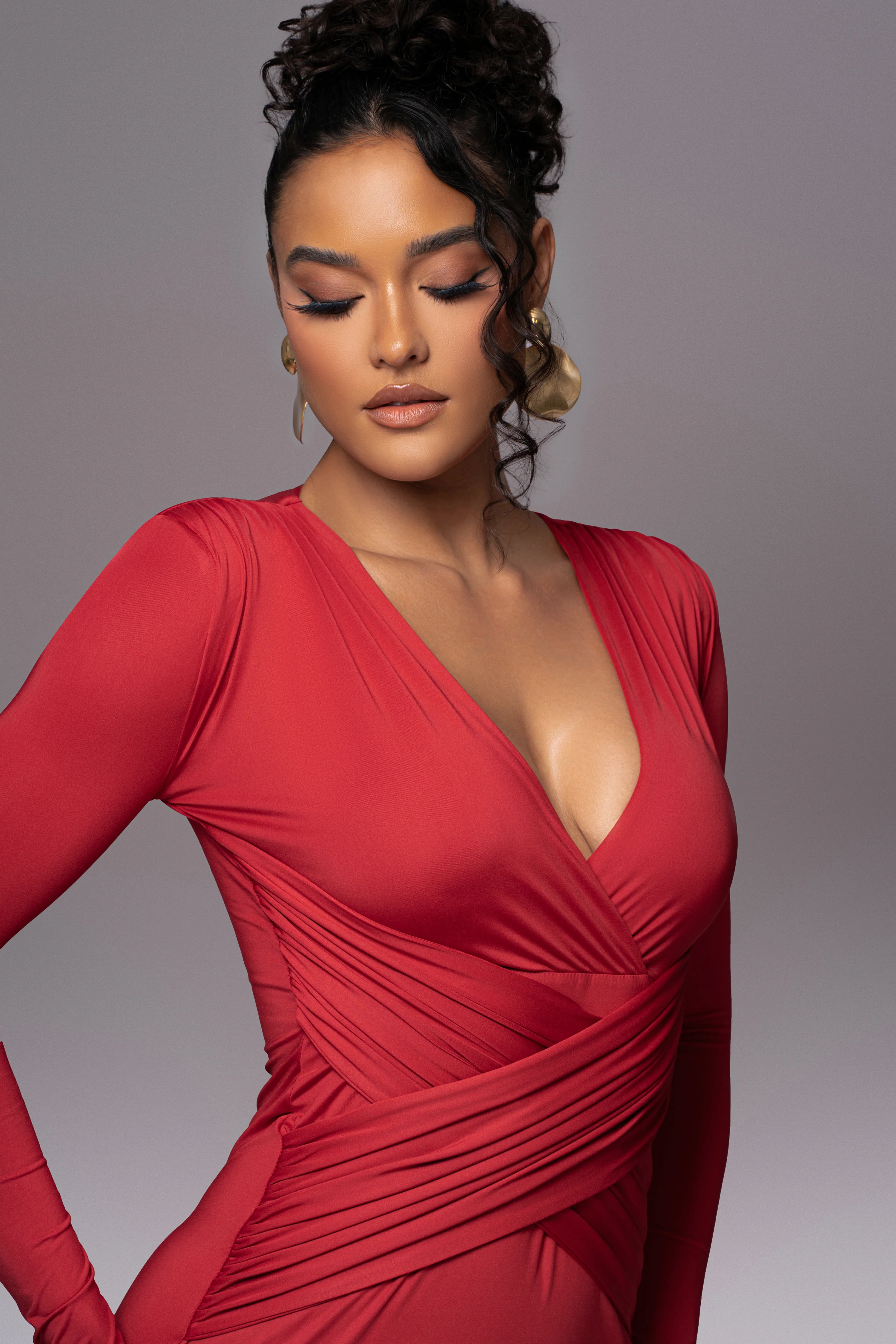 Red Rowan Plunge Maxi Dress - Image 6