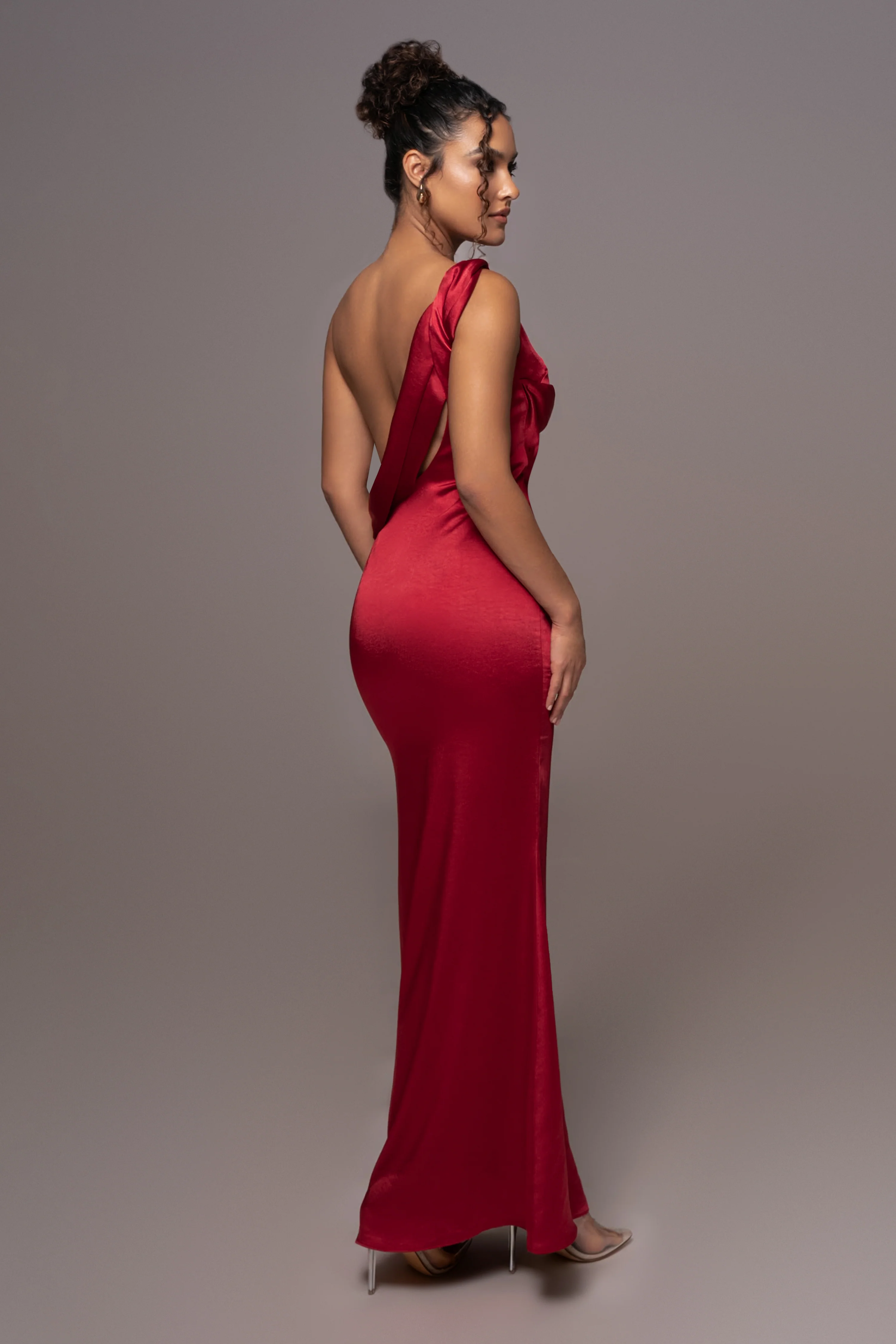 Red Satin Belle Maxi Dress - Image 4