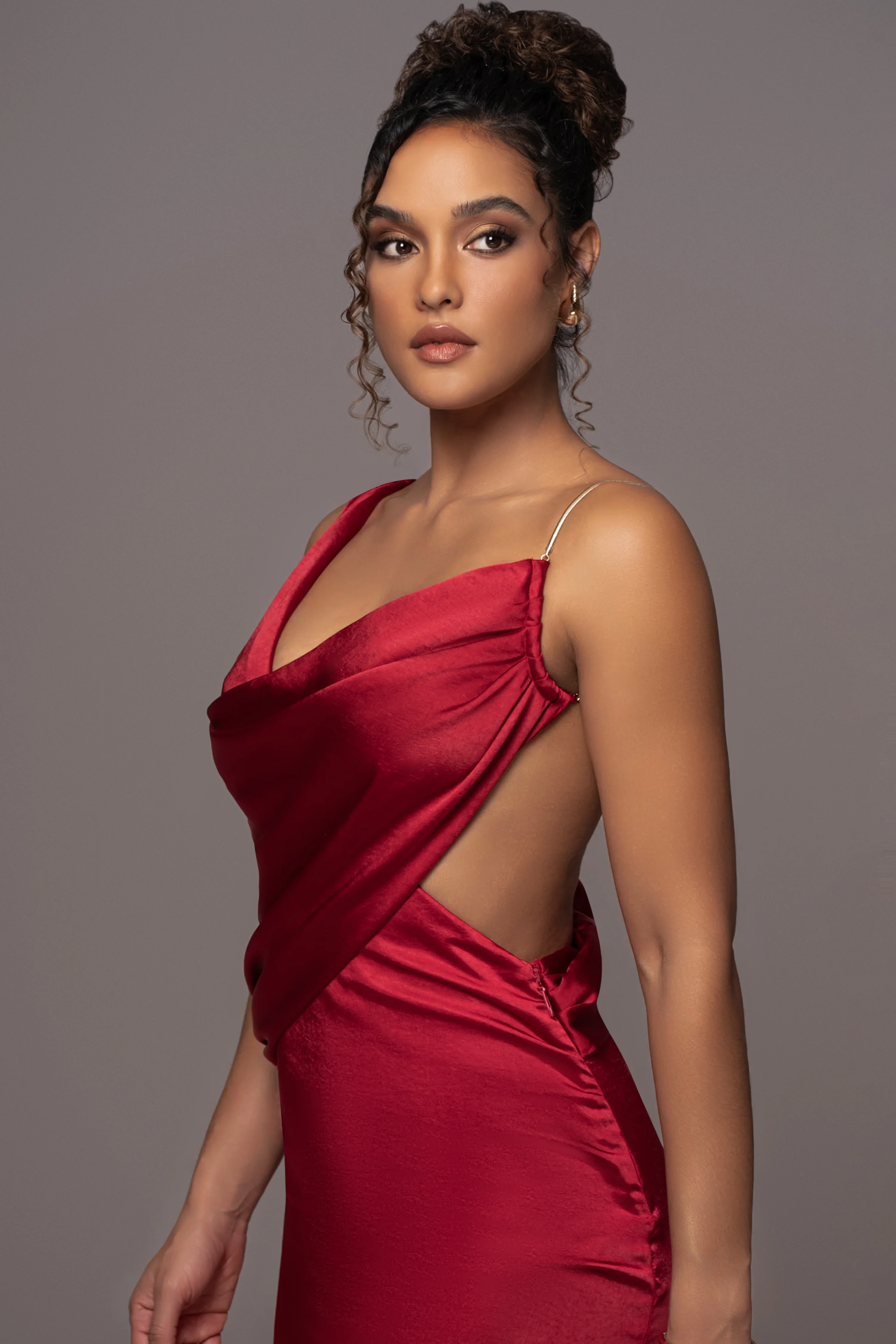 Red Satin Belle Maxi Dress - Image 6