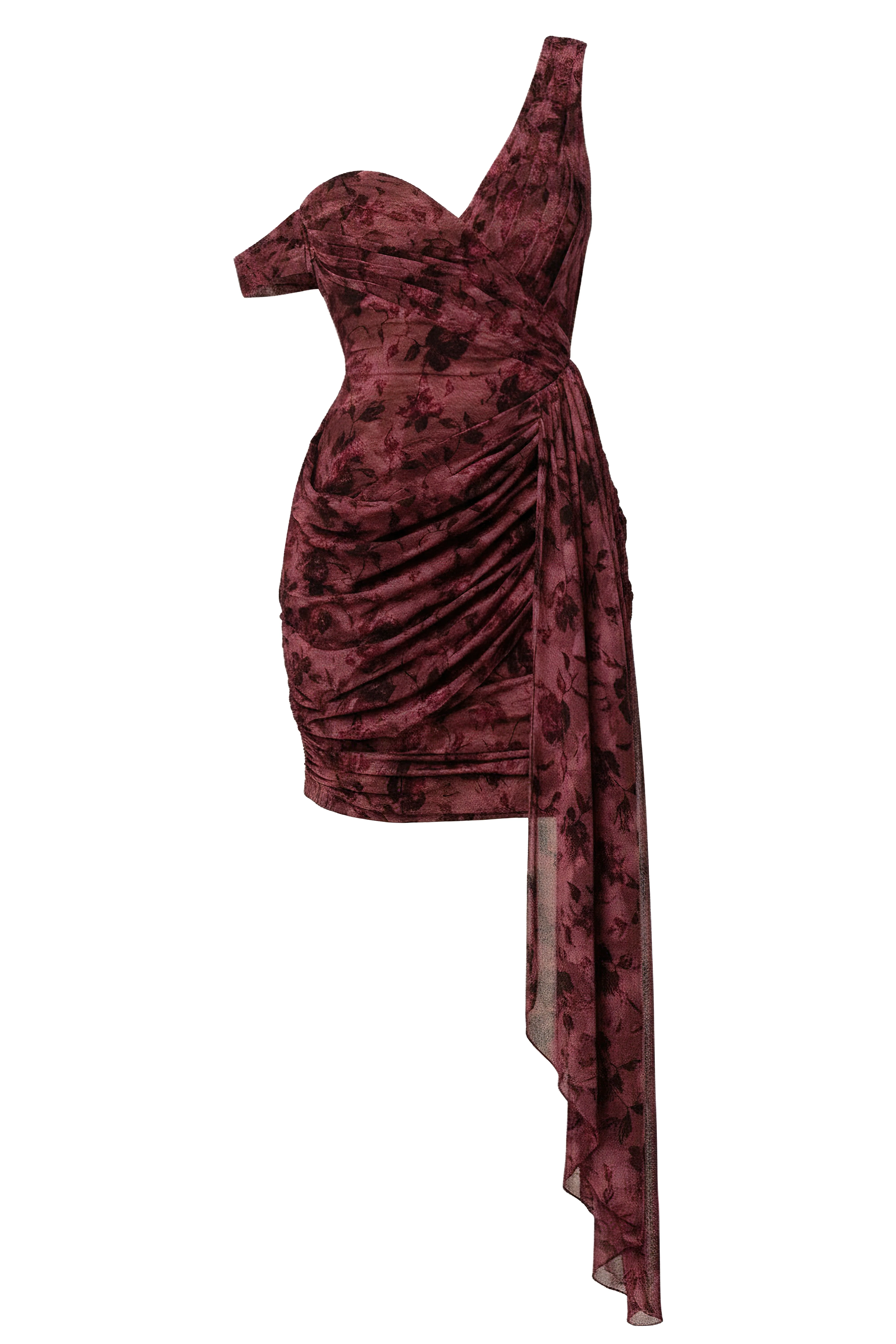 Red Soirée Drape Mini Dress - Image 2