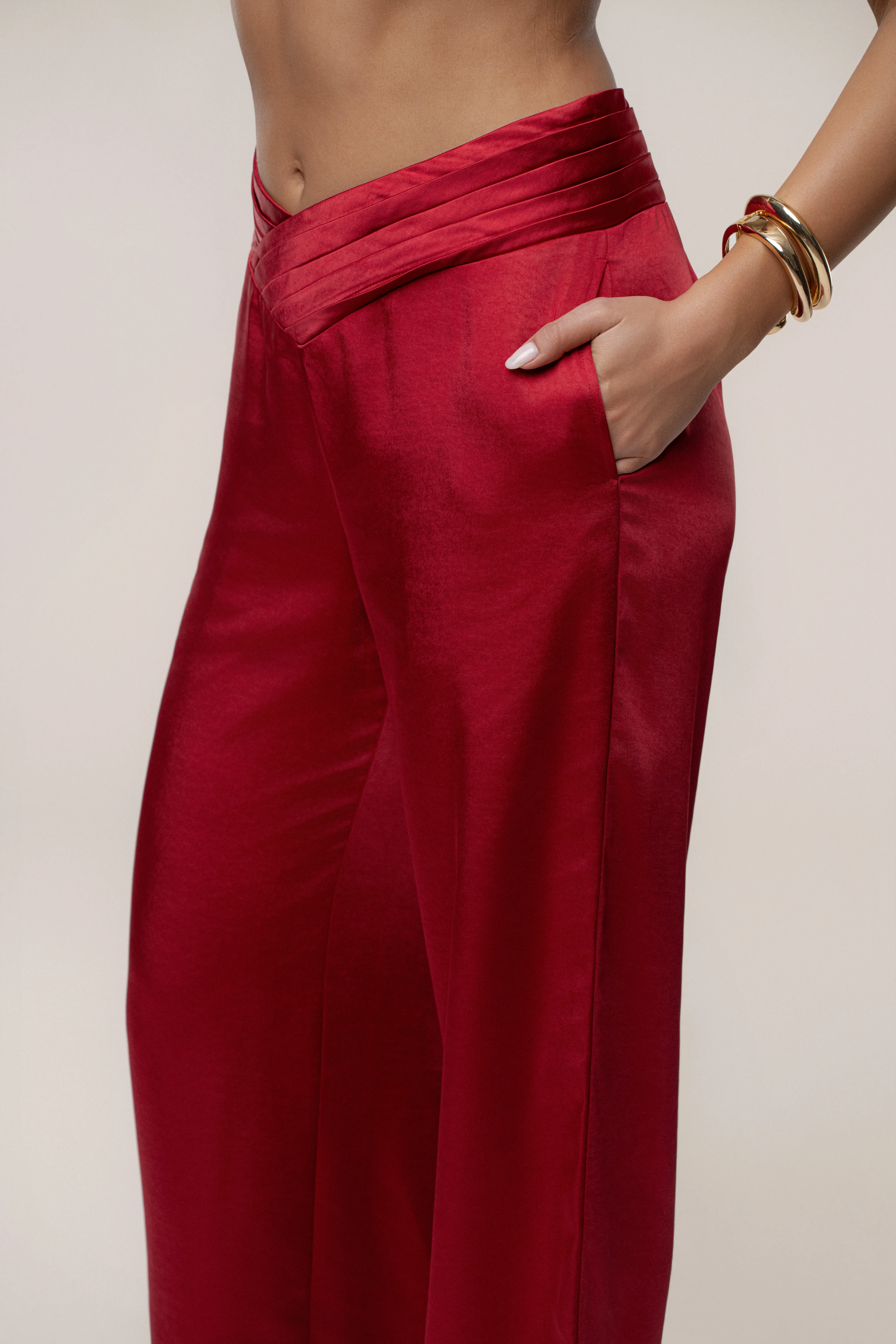 Red True Affection Satin Trouser - Image 4