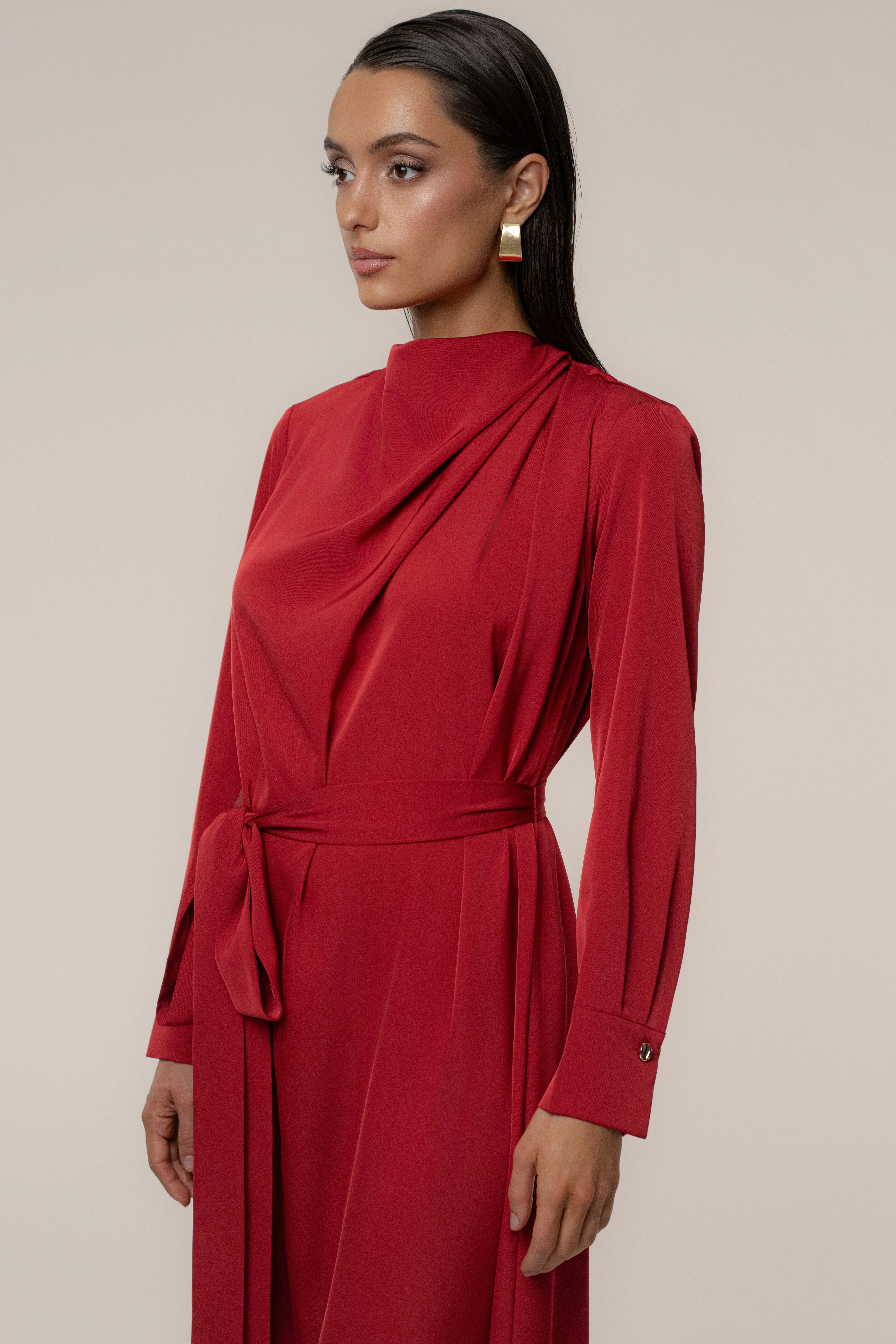 Red Victoria Satin Maxi Dress - Image 3