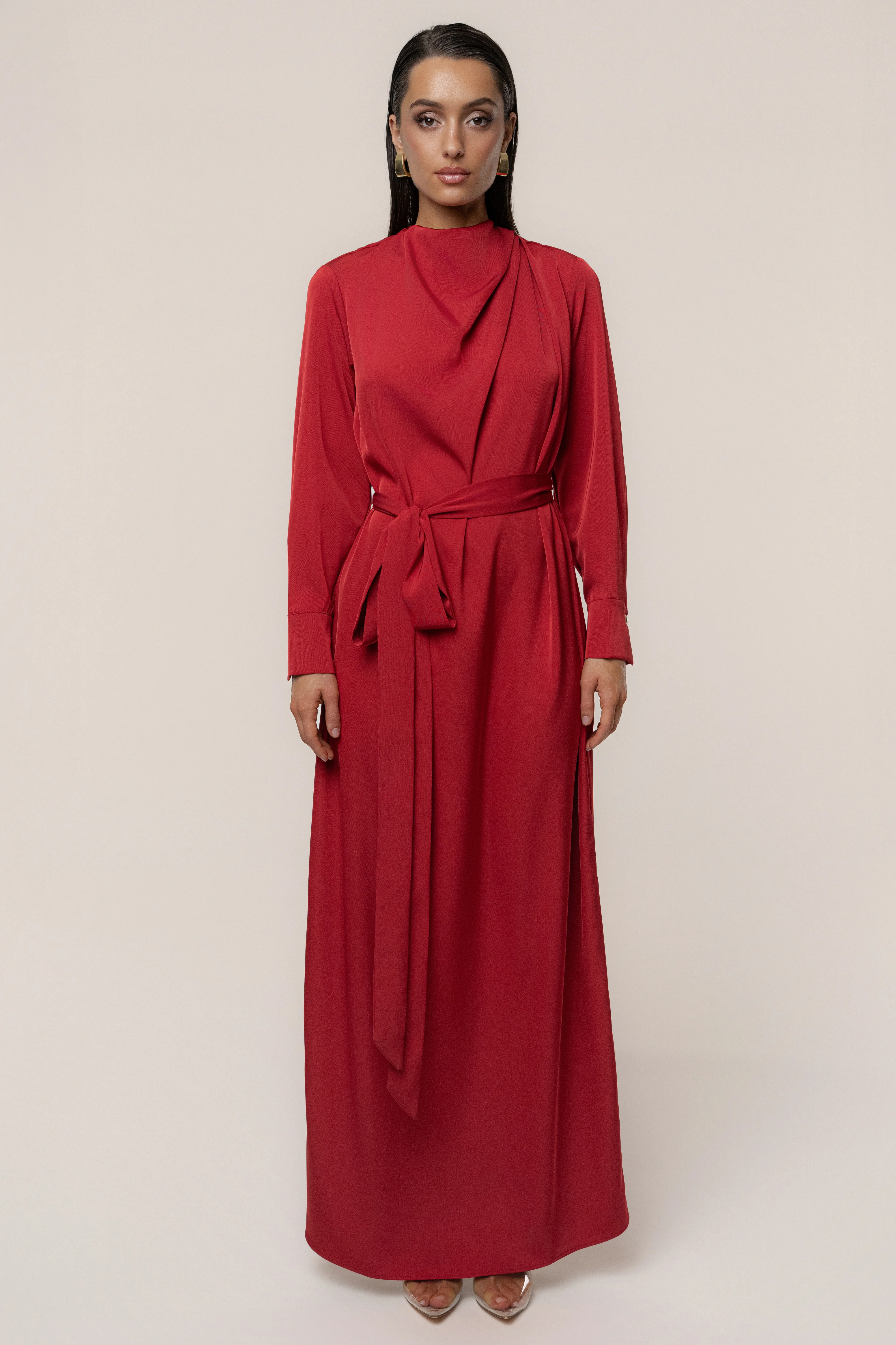 Red Victoria Satin Maxi Dress - Image 4