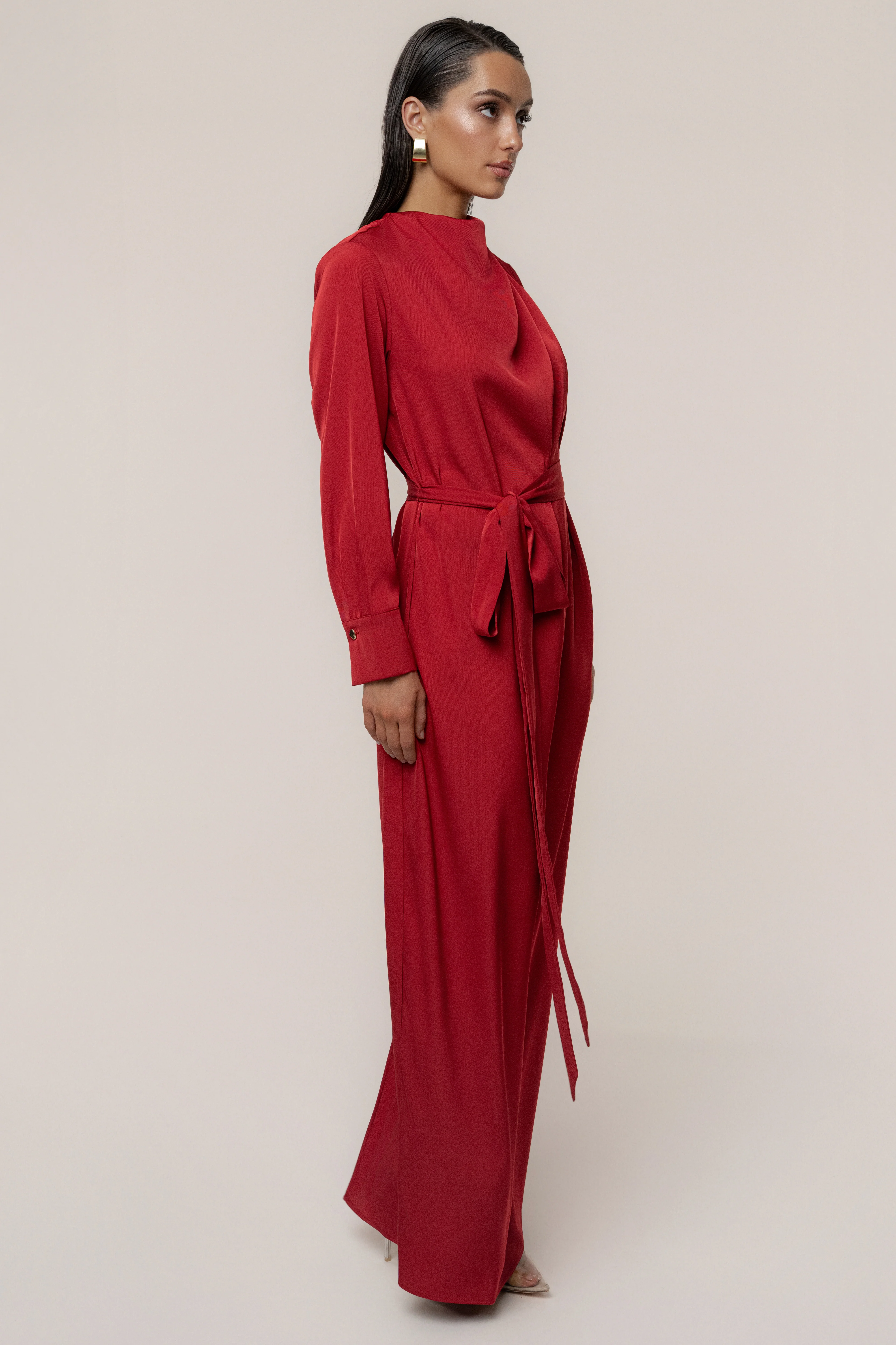 Red Victoria Satin Maxi Dress - Image 5