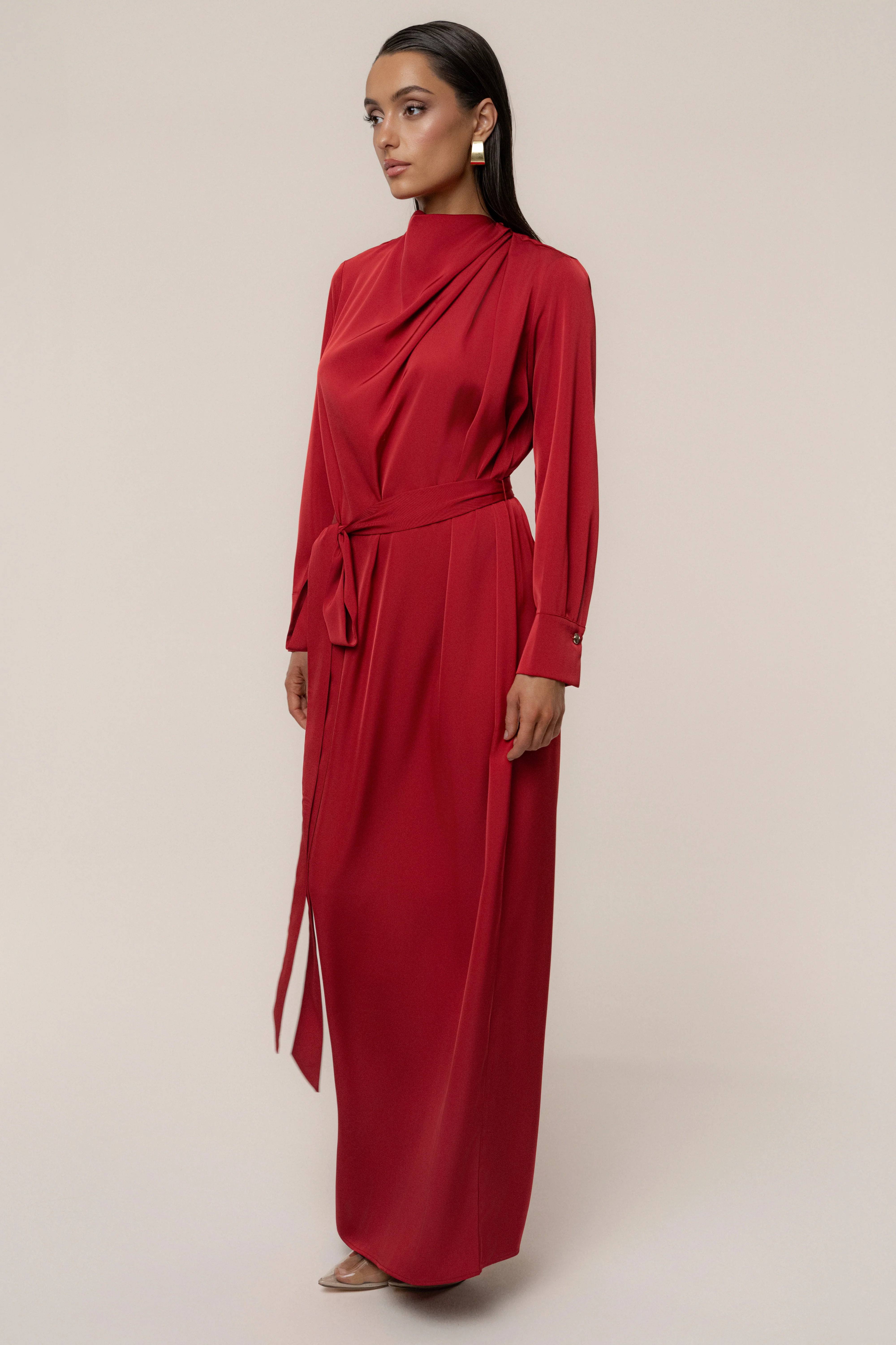 Red Victoria Satin Maxi Dress - Image 6