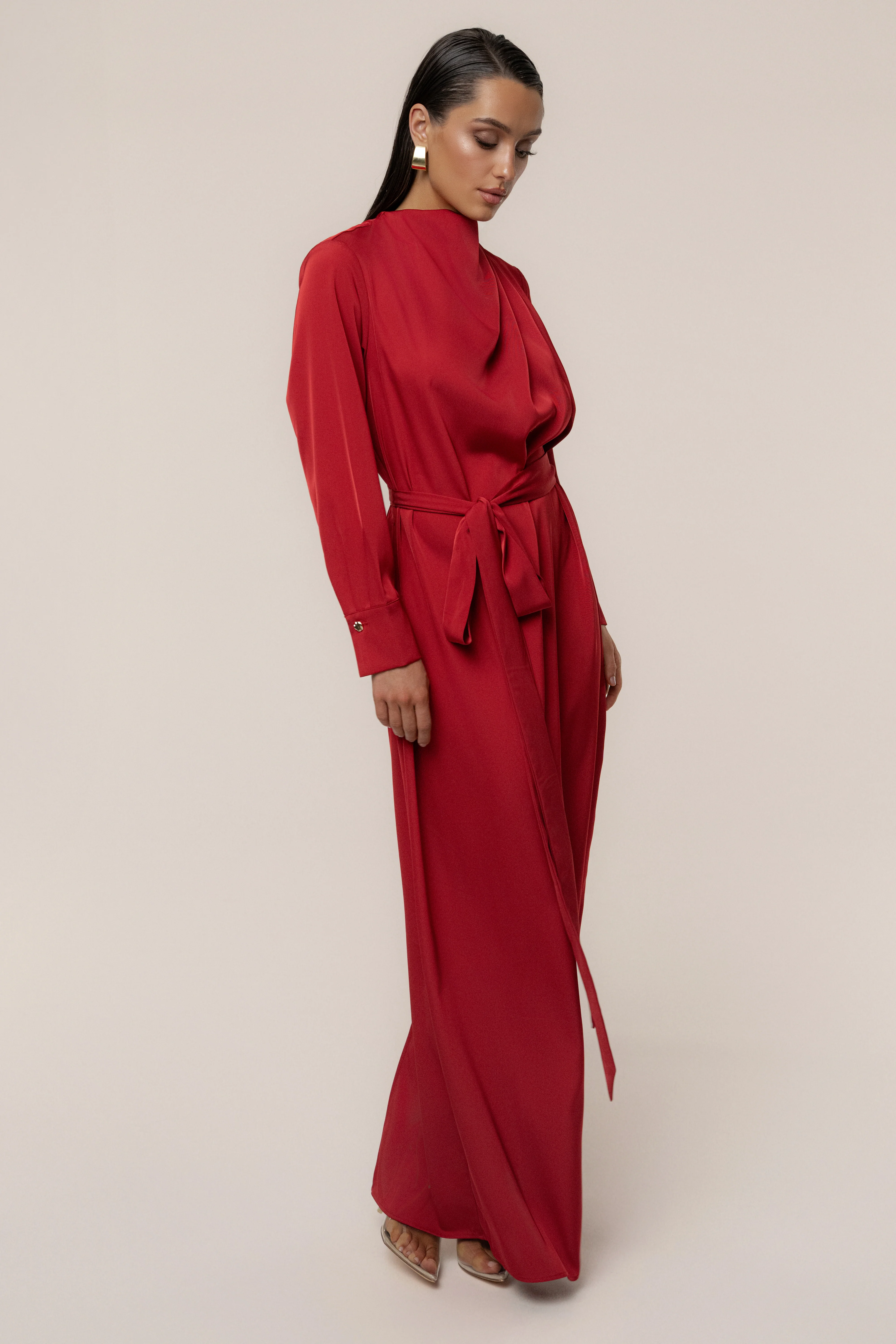 Red Victoria Satin Maxi Dress - Image 7