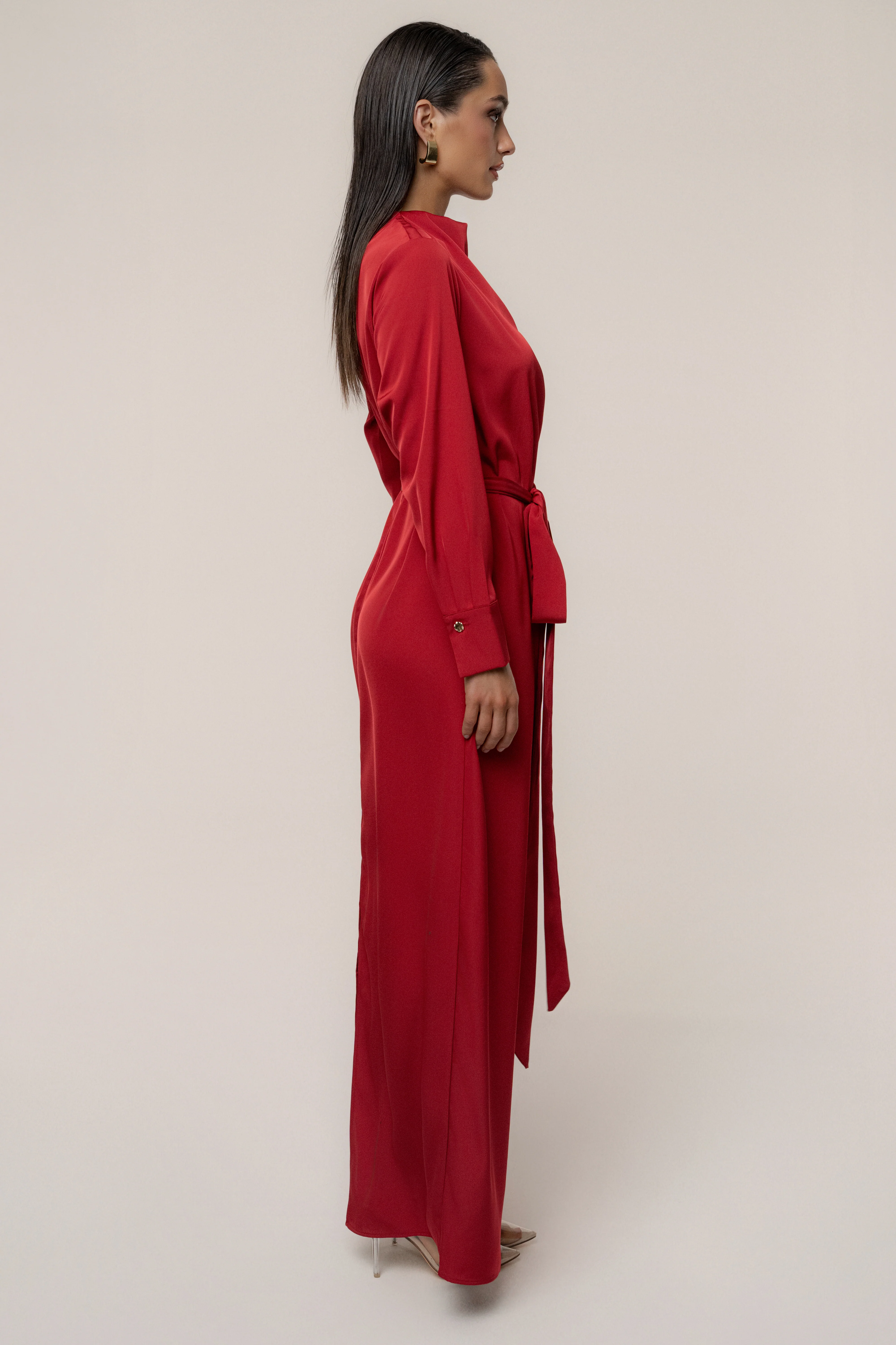 Red Victoria Satin Maxi Dress - Image 8