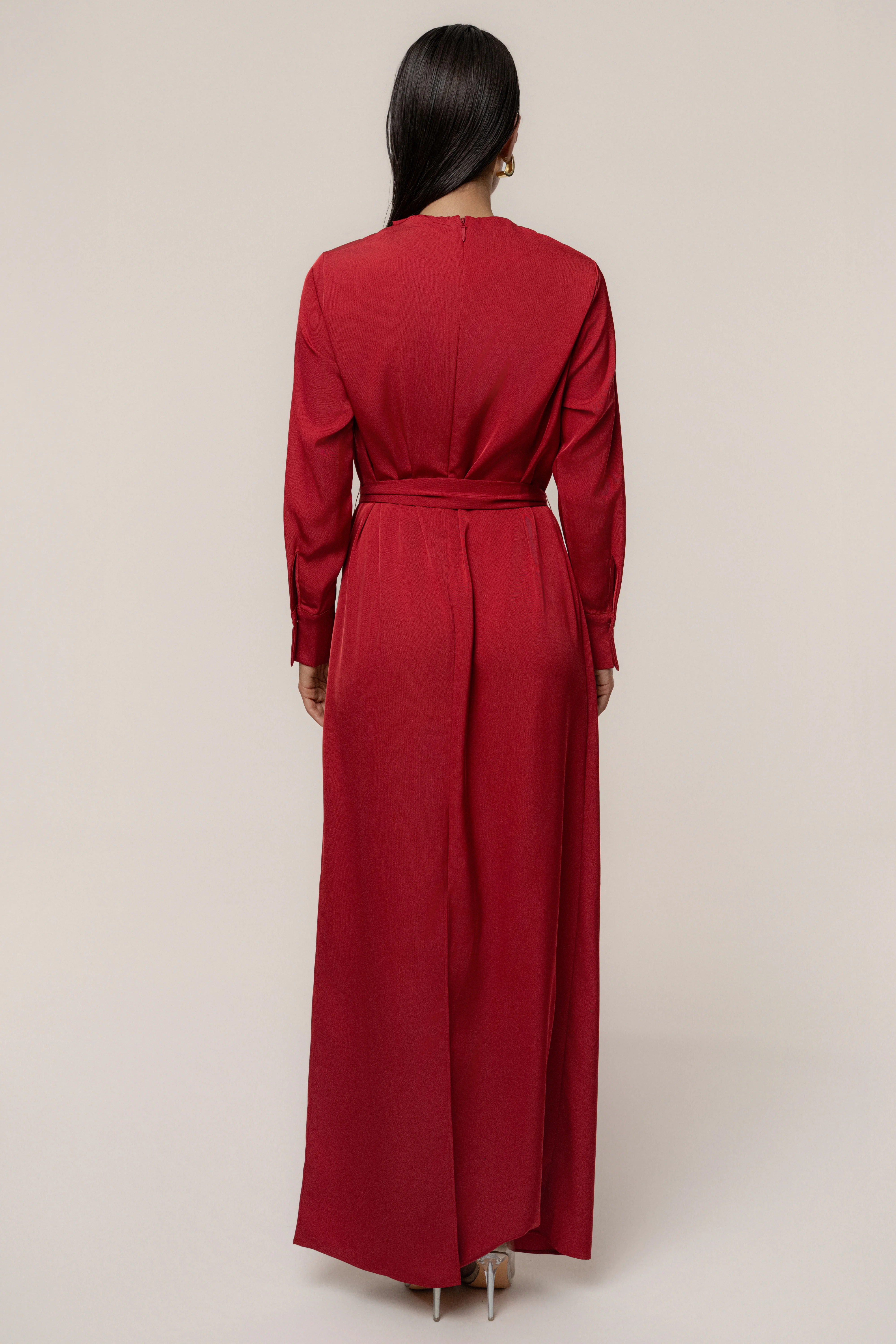 Red Victoria Satin Maxi Dress - Image 9