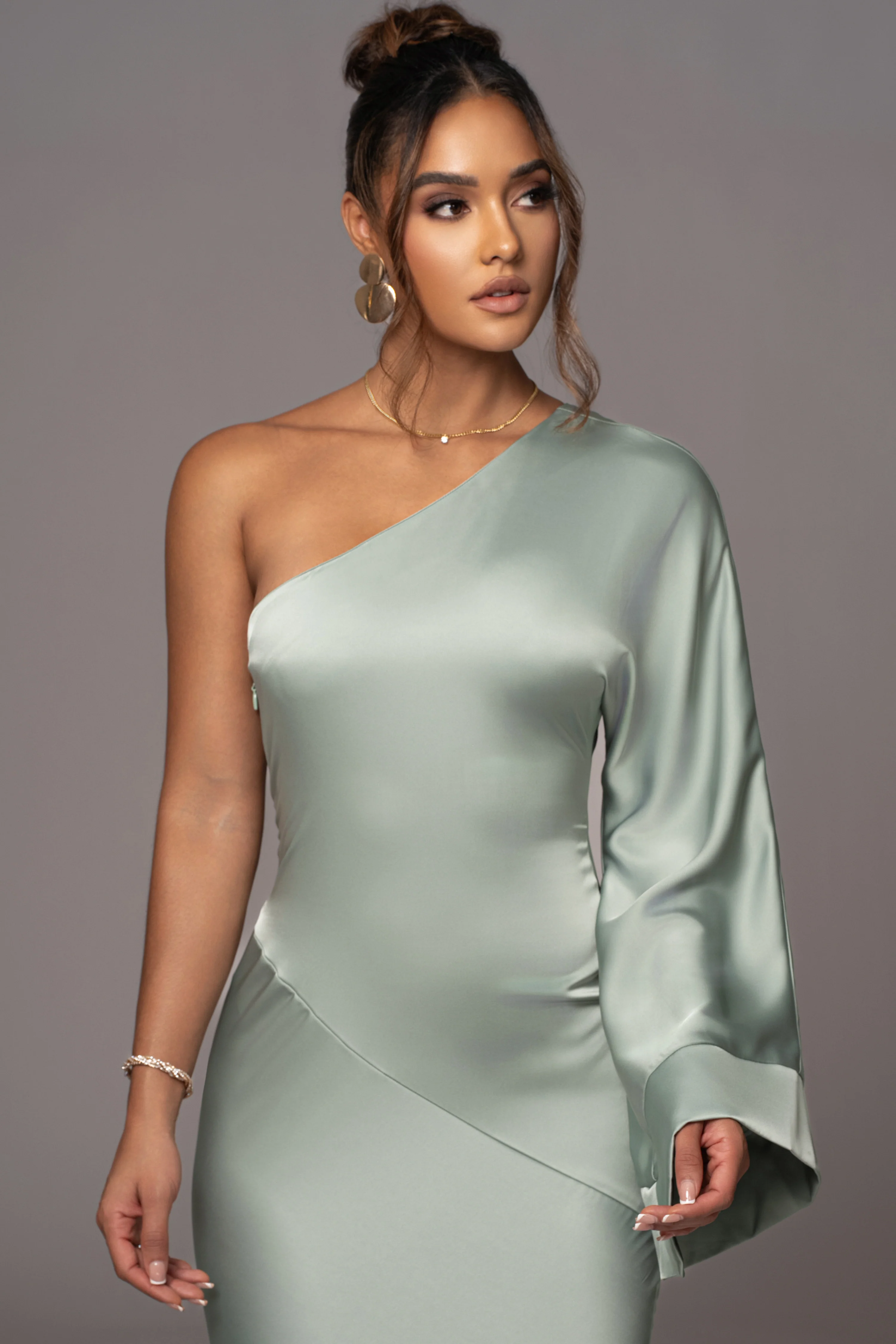 Sage Femme Drape Maxi Dress - Image 3