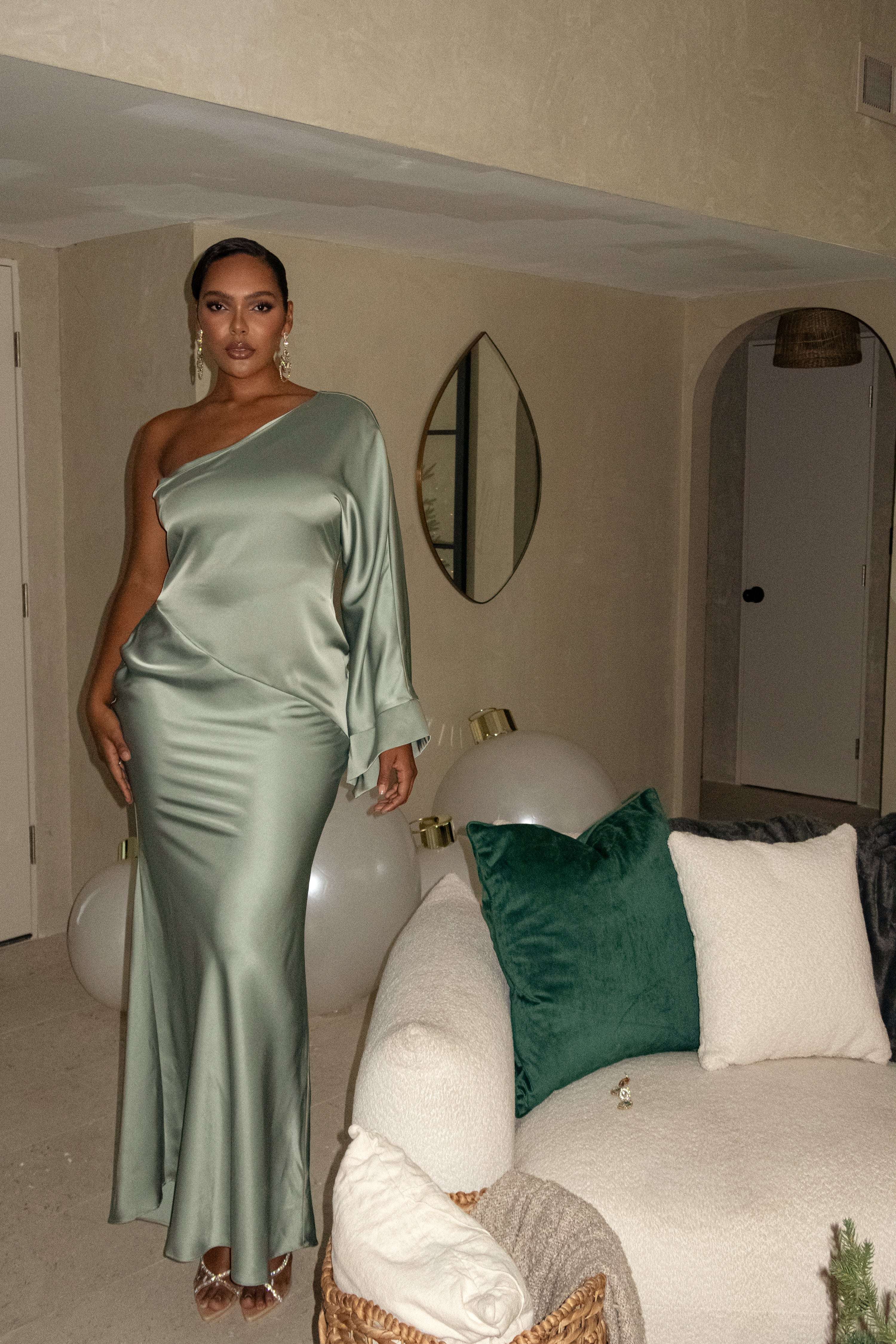 Sage Femme Drape Maxi Dress - Image 4