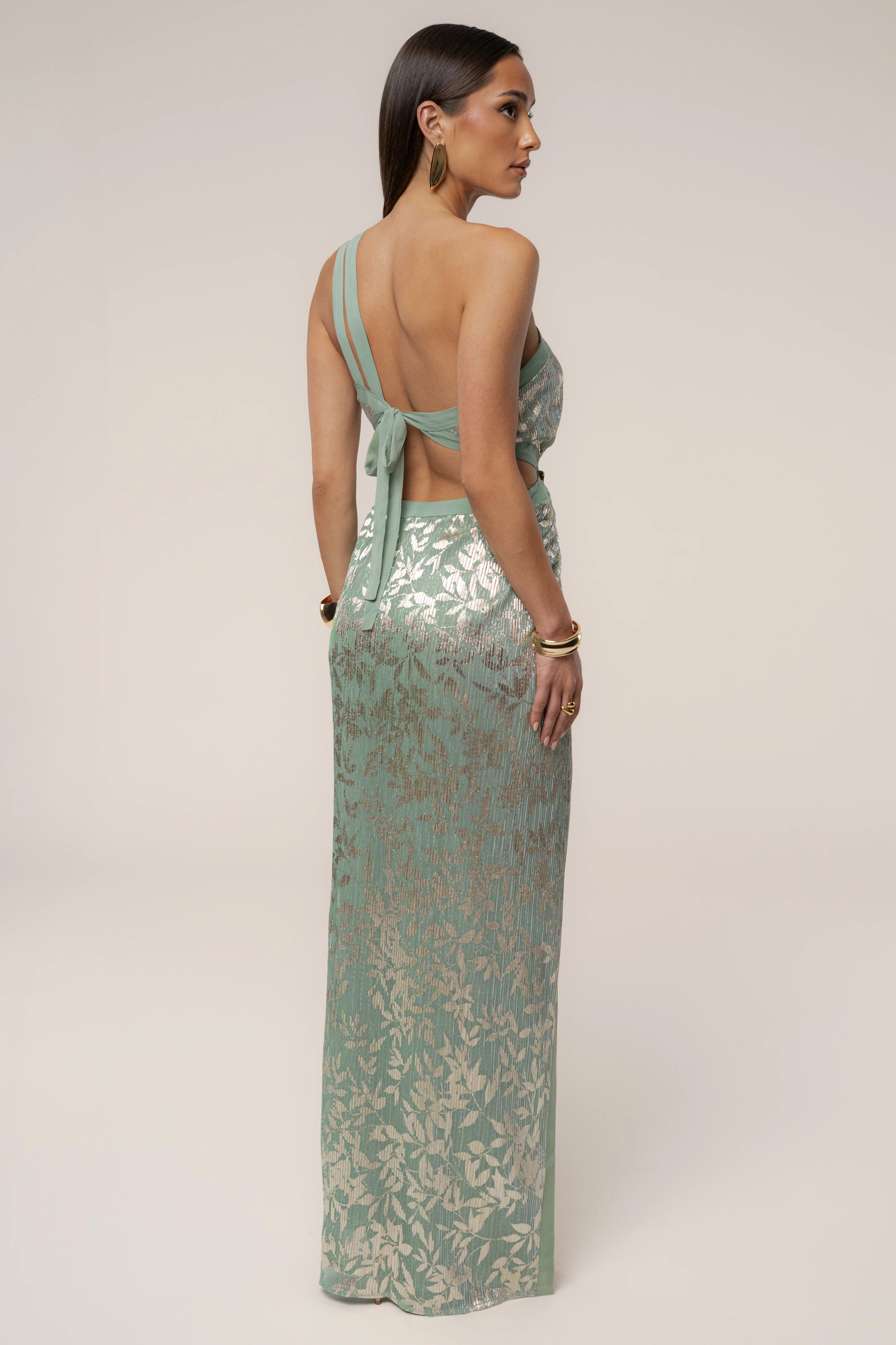 Sage One Shoulder Keyhole Dress - Image 12