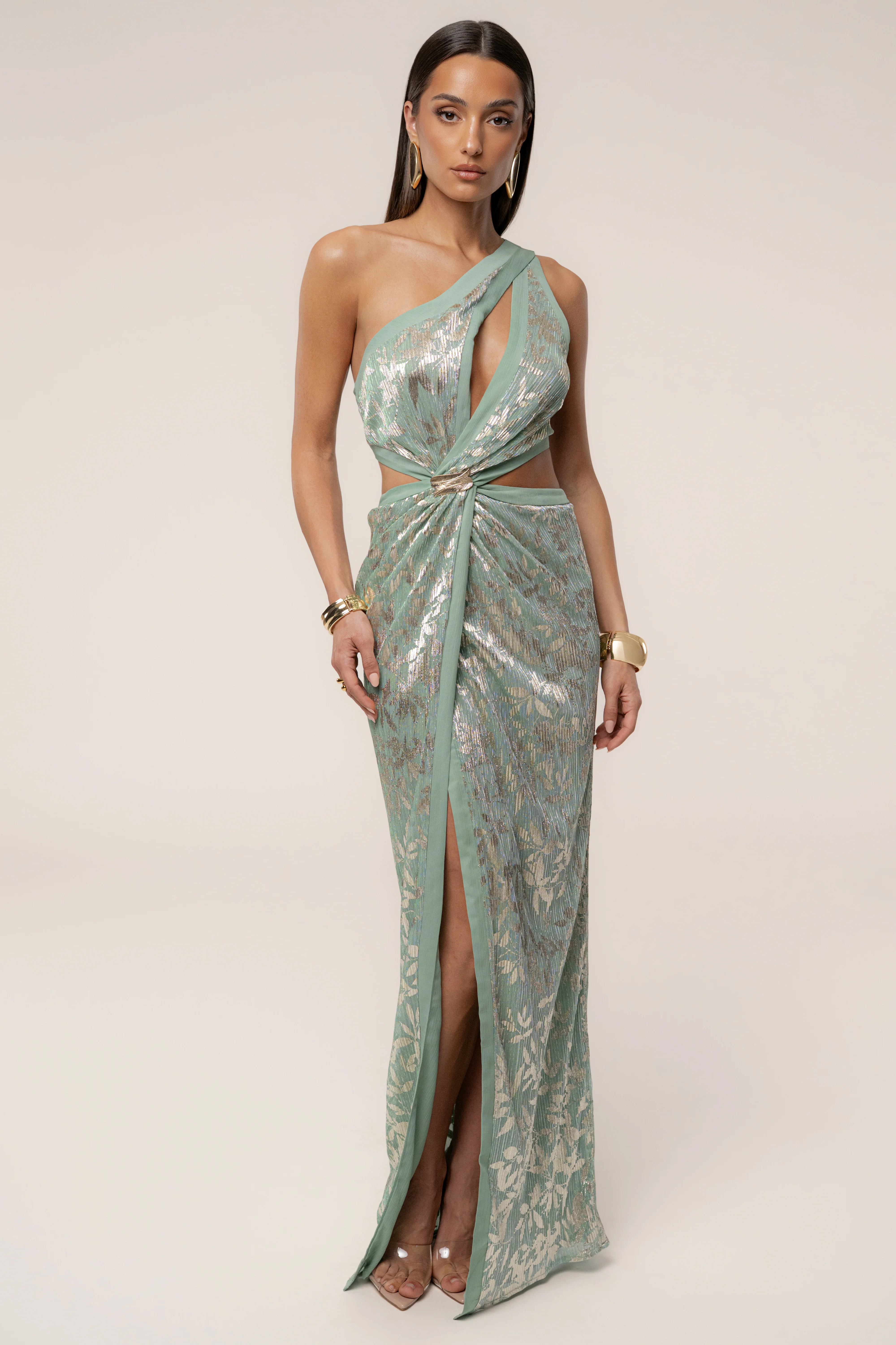 Sage One Shoulder Keyhole Dress - Image 6