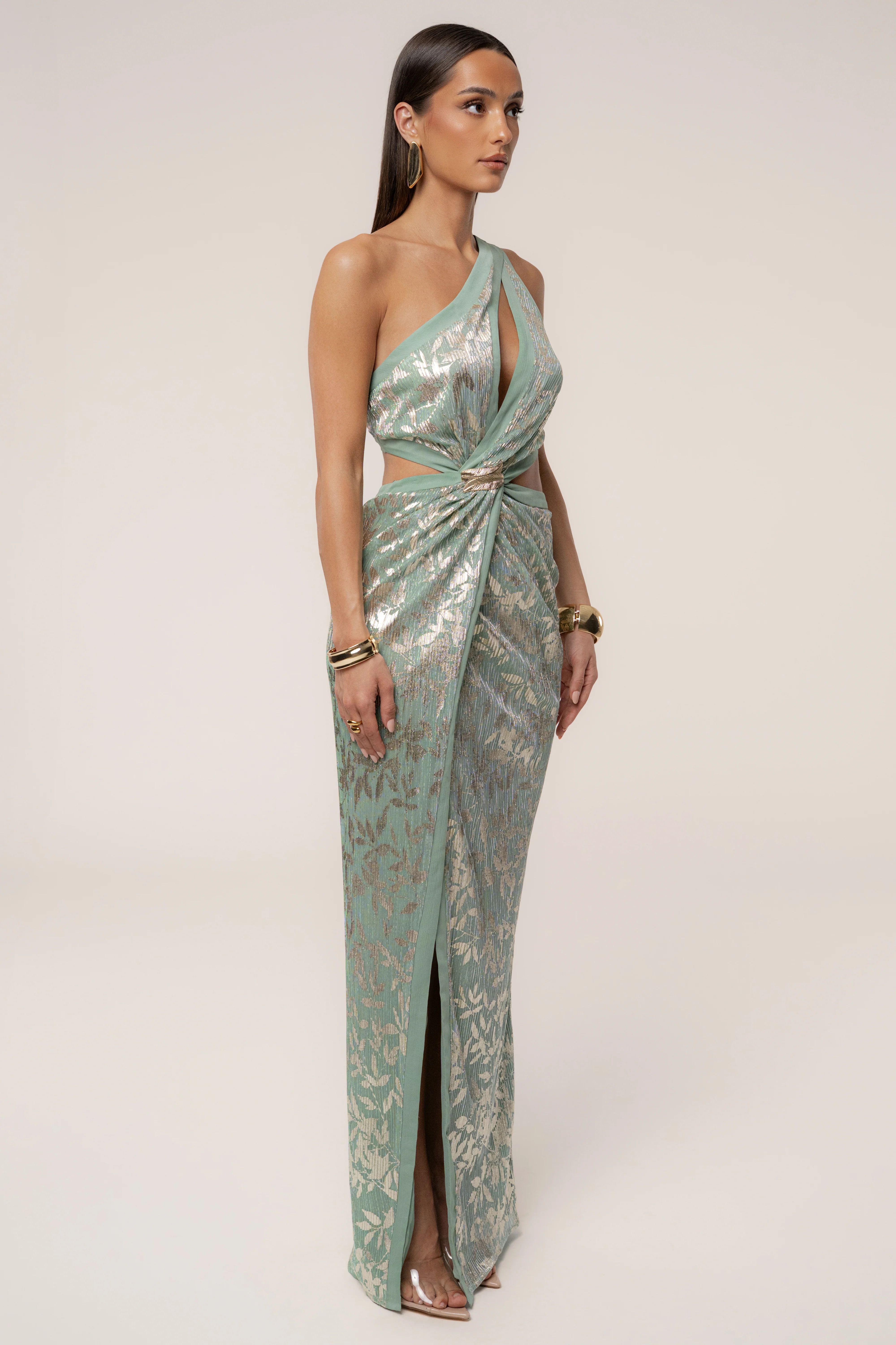 Sage One Shoulder Keyhole Dress - Image 9