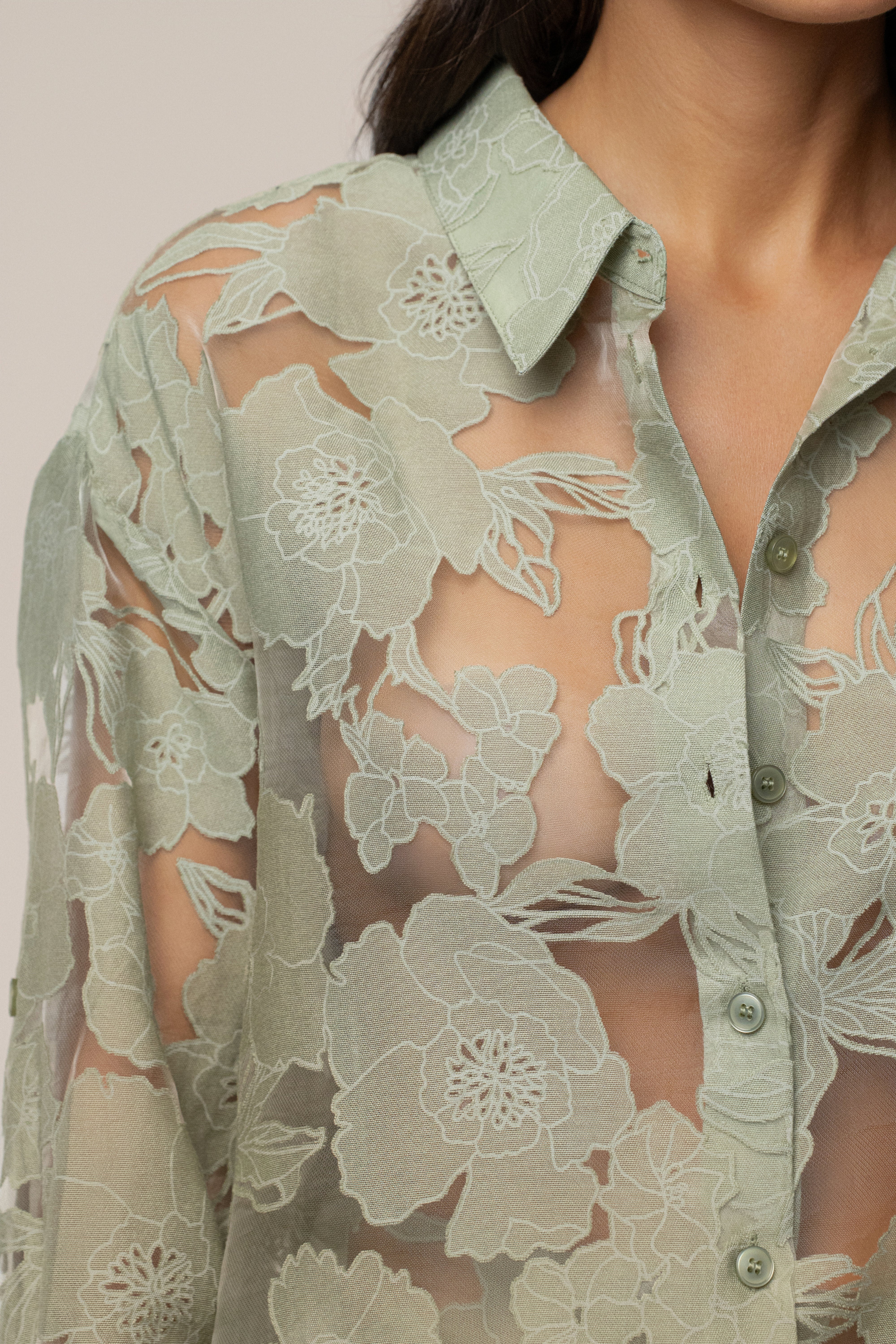 PRE-ORDER Sage Organza Floral Blouse - Image 4
