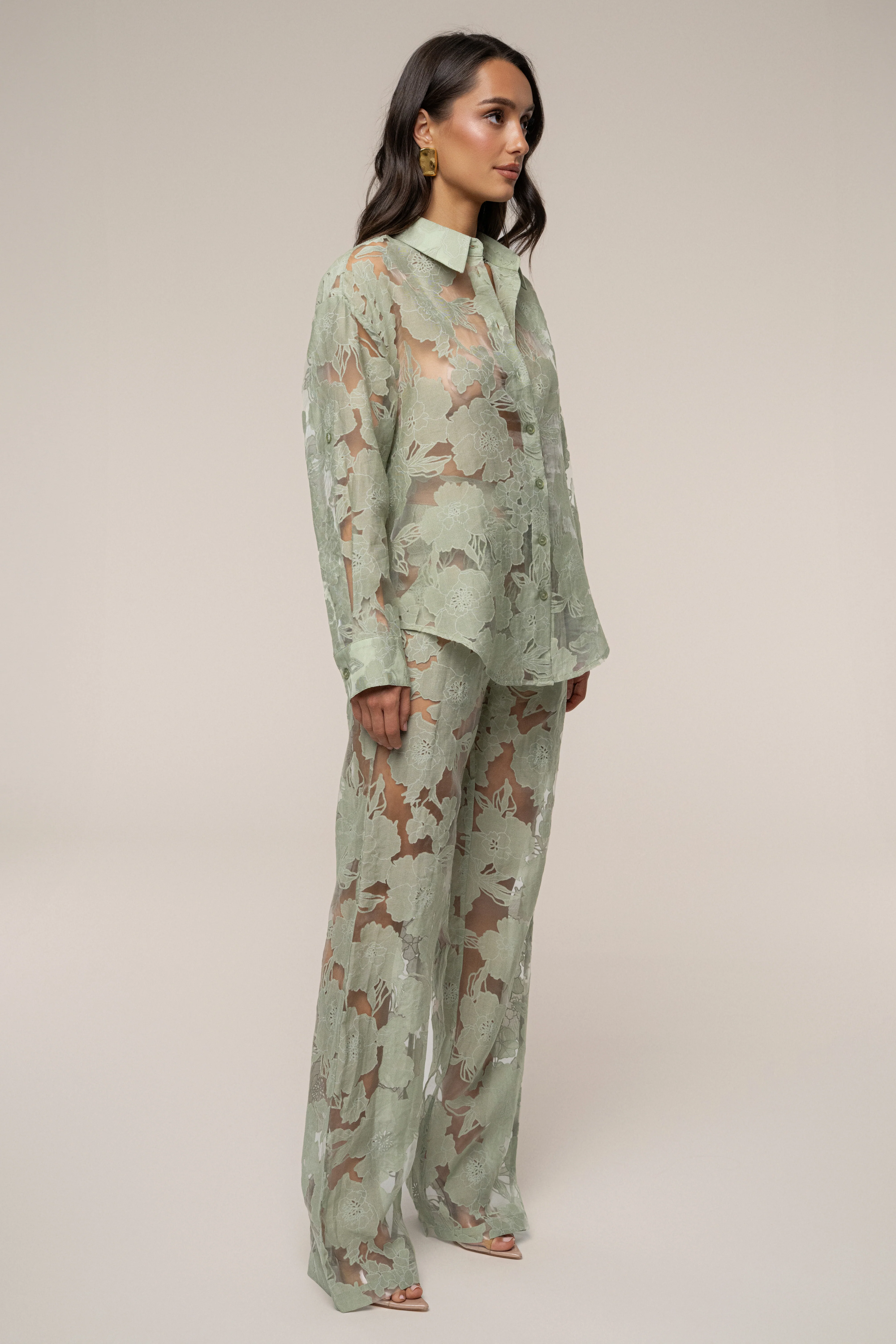 PRE-ORDER Sage Organza Floral Blouse - Image 5