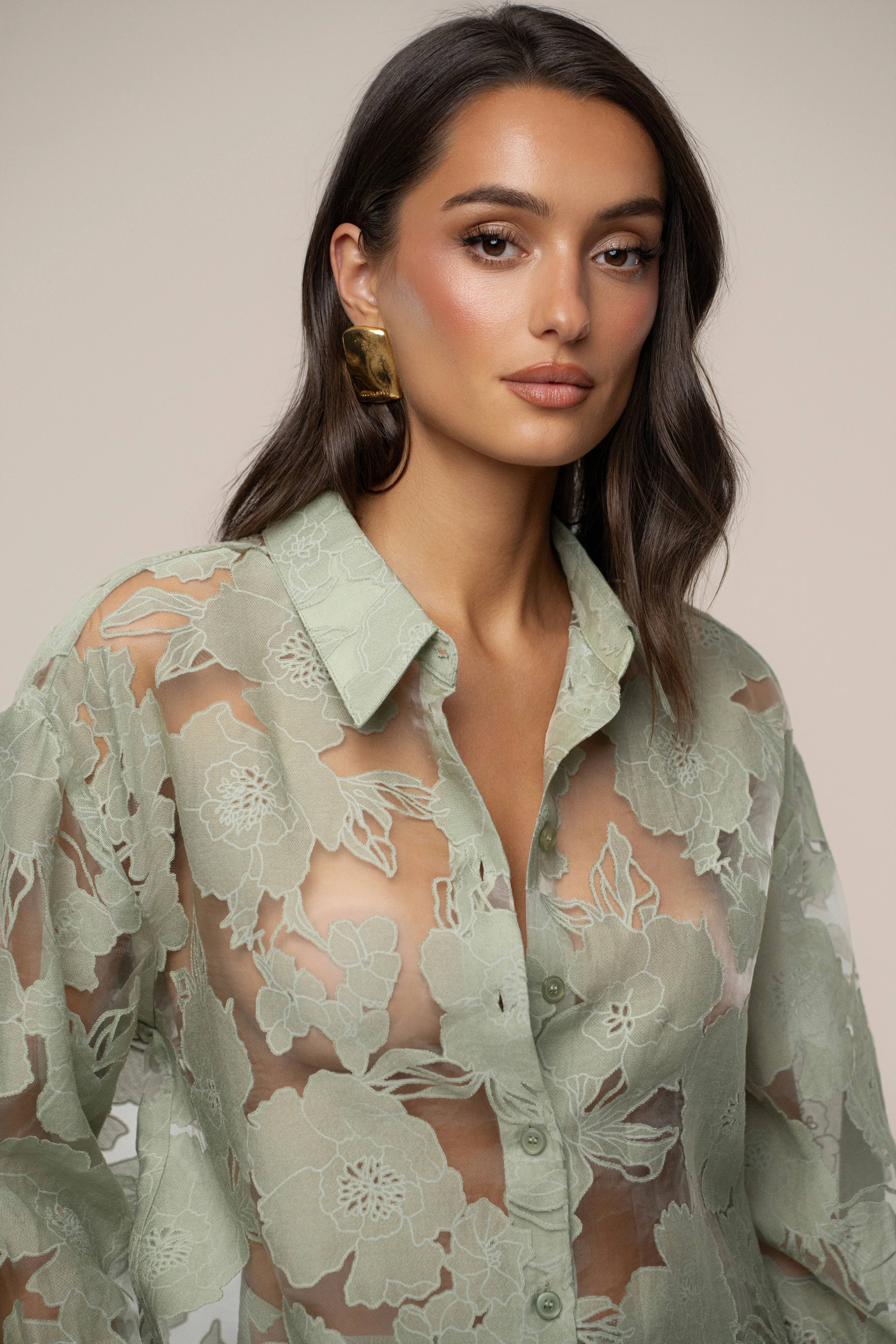 PRE-ORDER Sage Organza Floral Blouse - Image 6