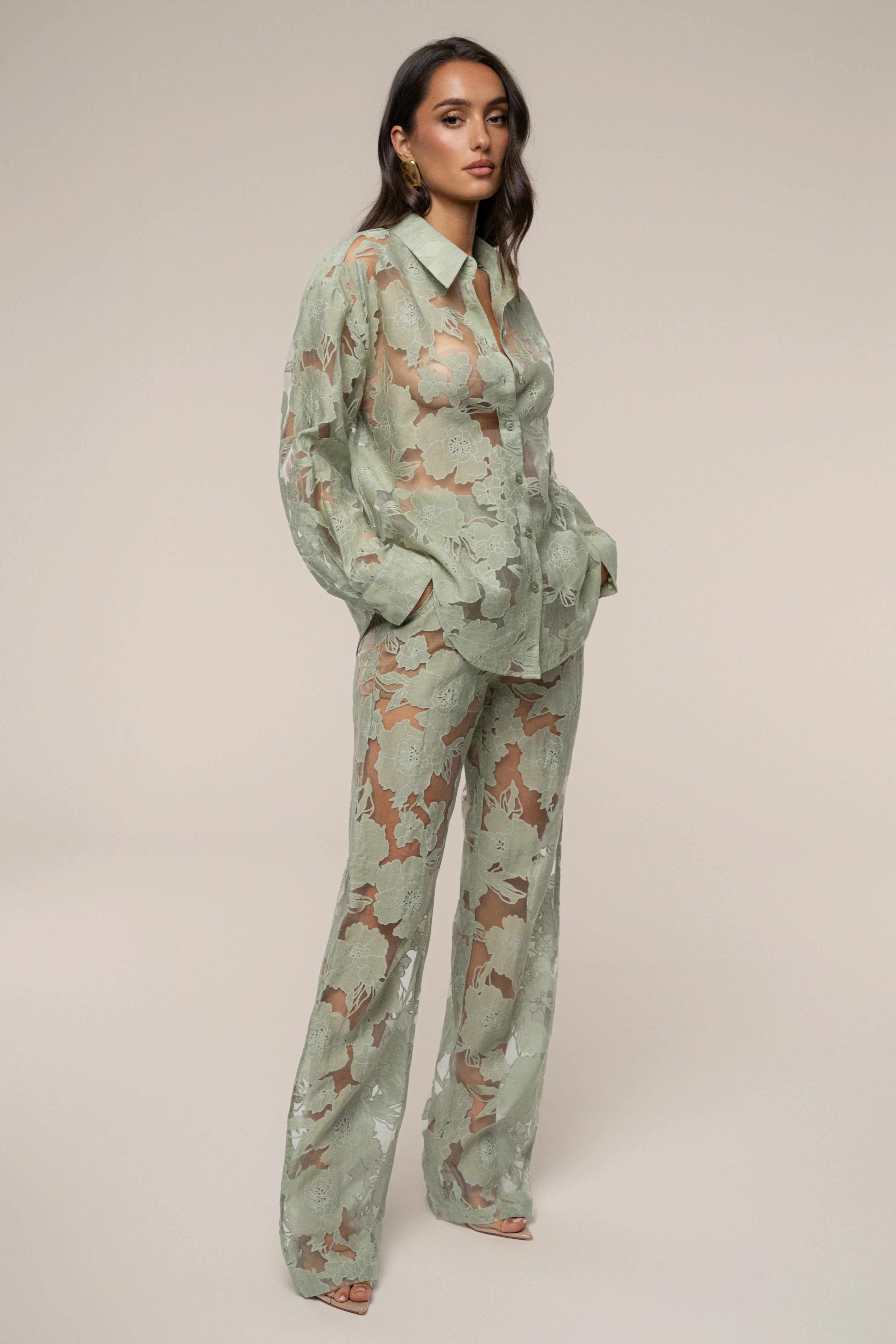 PRE-ORDER Sage Organza Floral Blouse - Image 7