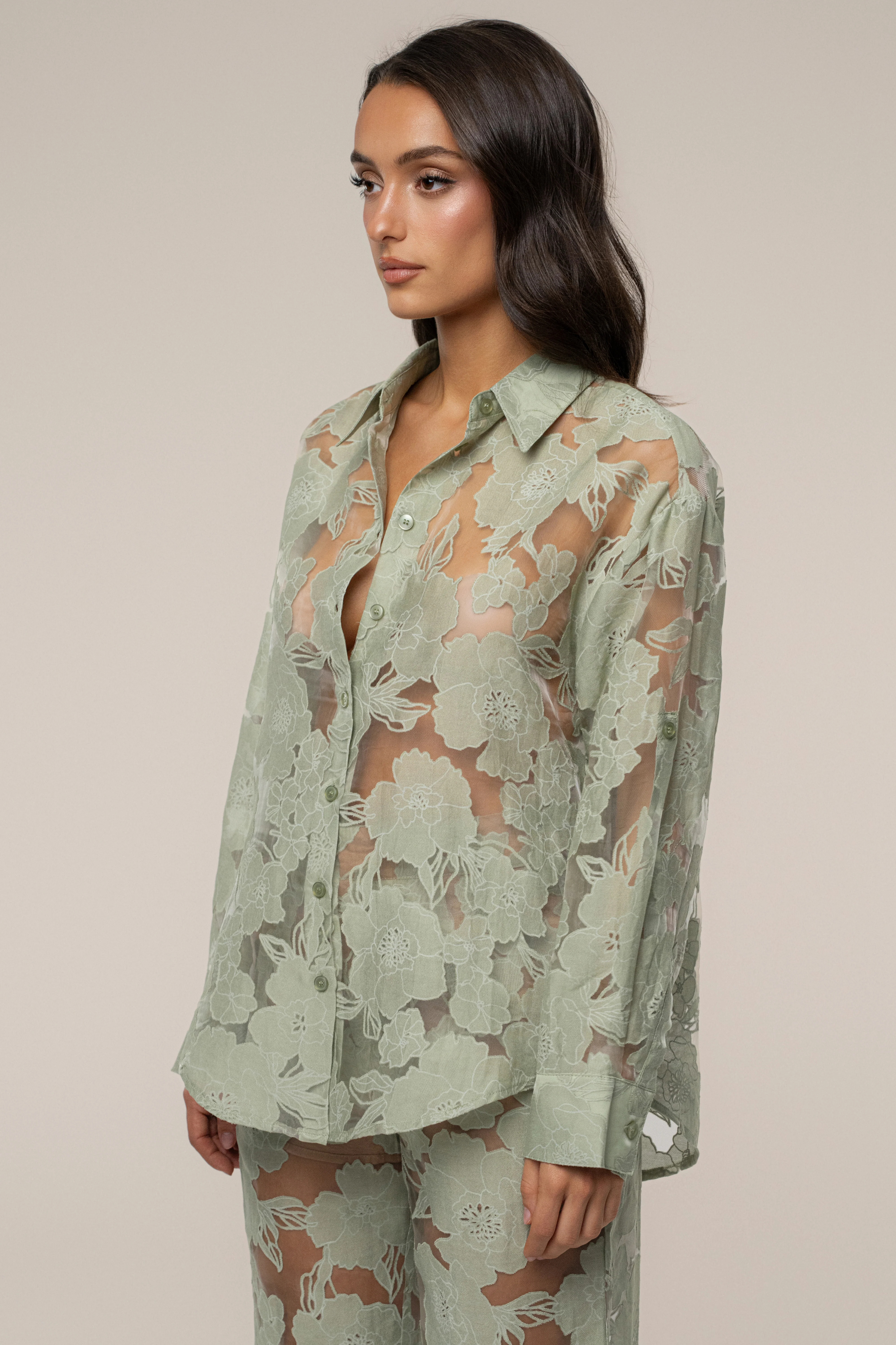 PRE-ORDER Sage Organza Floral Blouse - Image 9