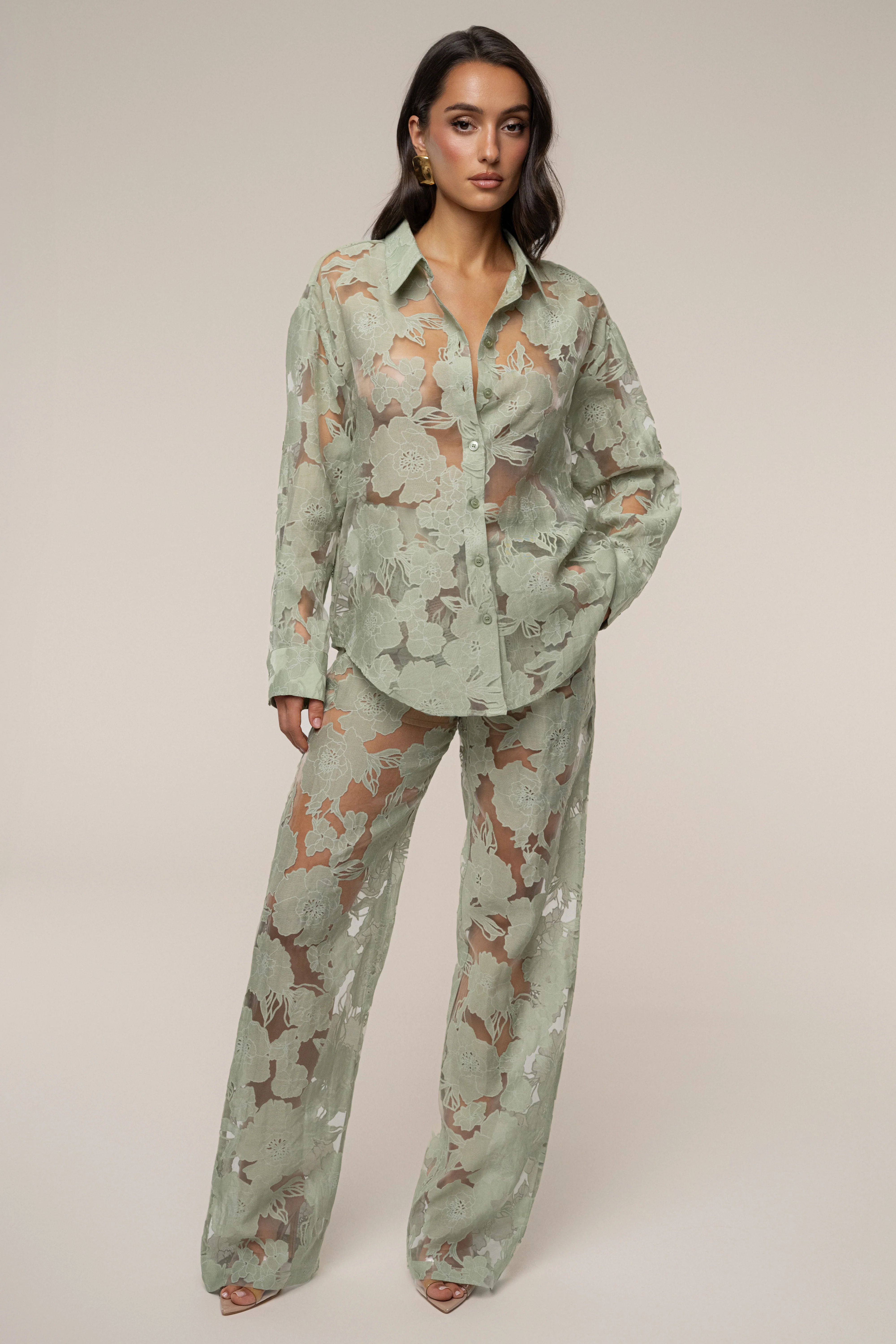 PRE-ORDER Sage Organza Floral Pant - Image 3