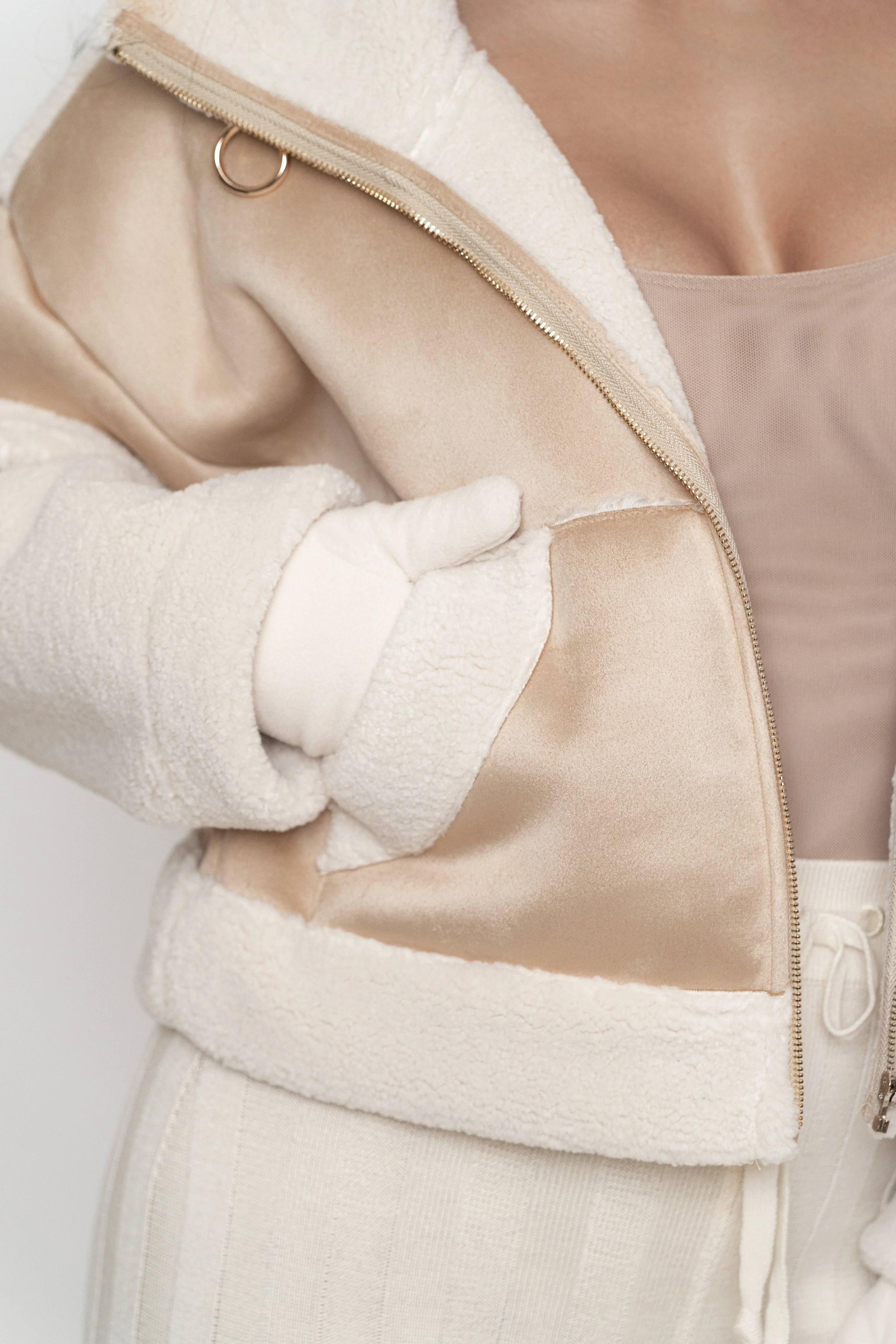 Sand Suede And Sherpa Jacket - Image 10