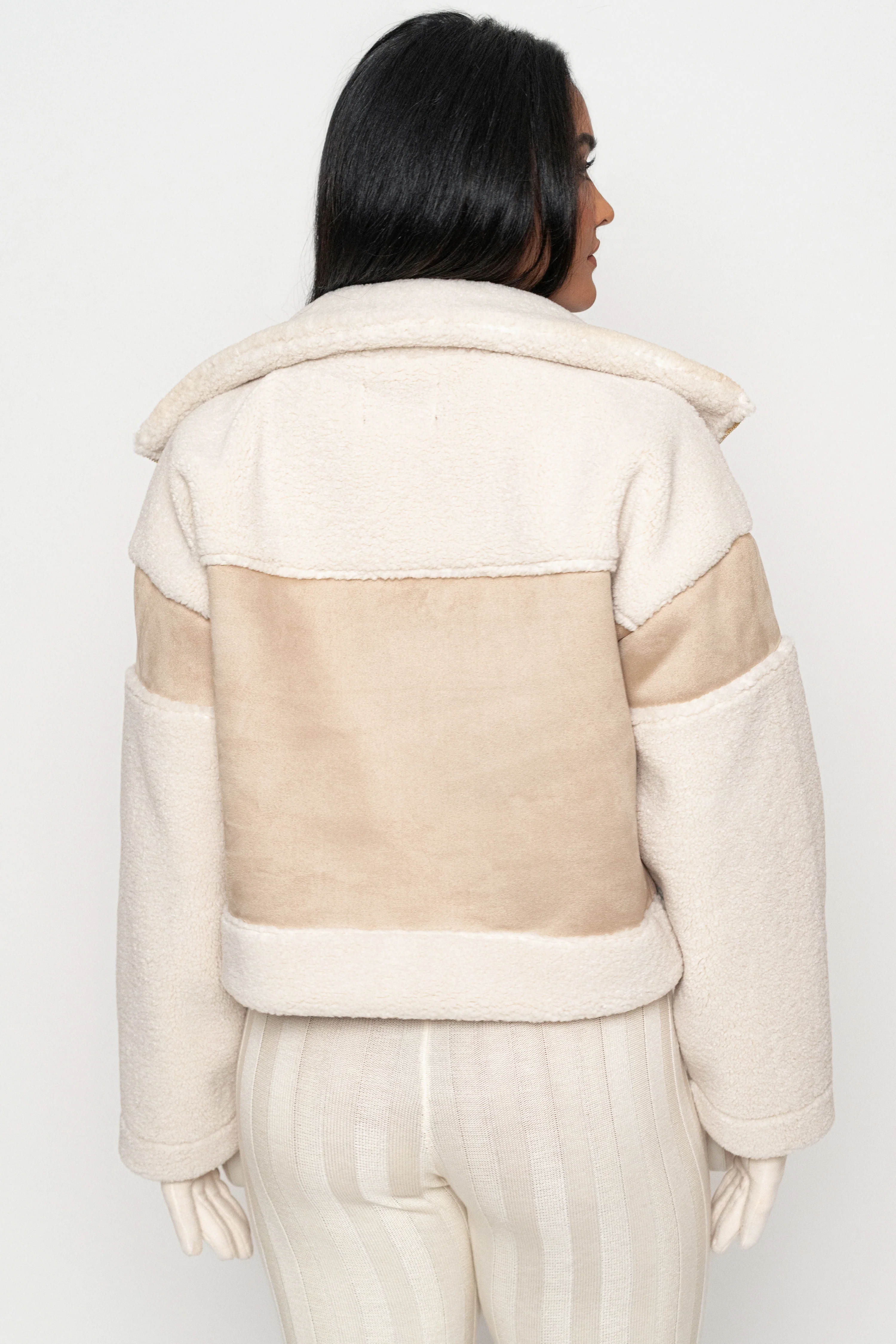 Sand Suede And Sherpa Jacket - Image 18