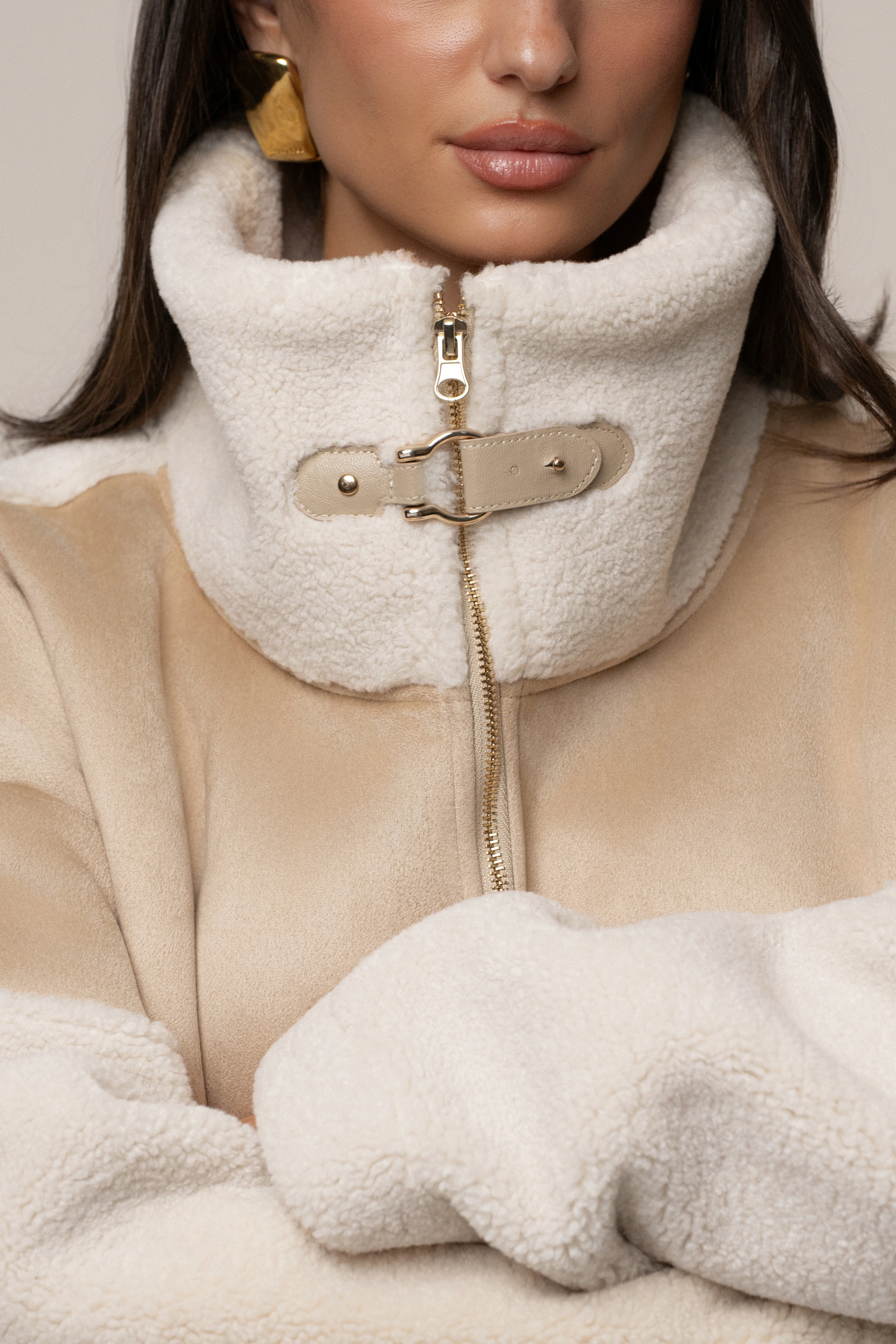 Sand Suede And Sherpa Jacket - Image 19