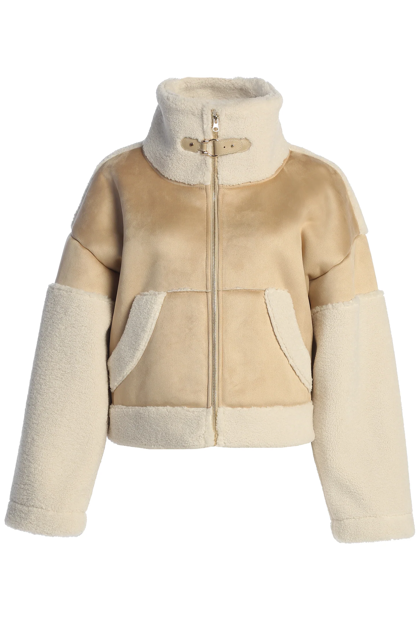 Sand Suede And Sherpa Jacket - Image 3