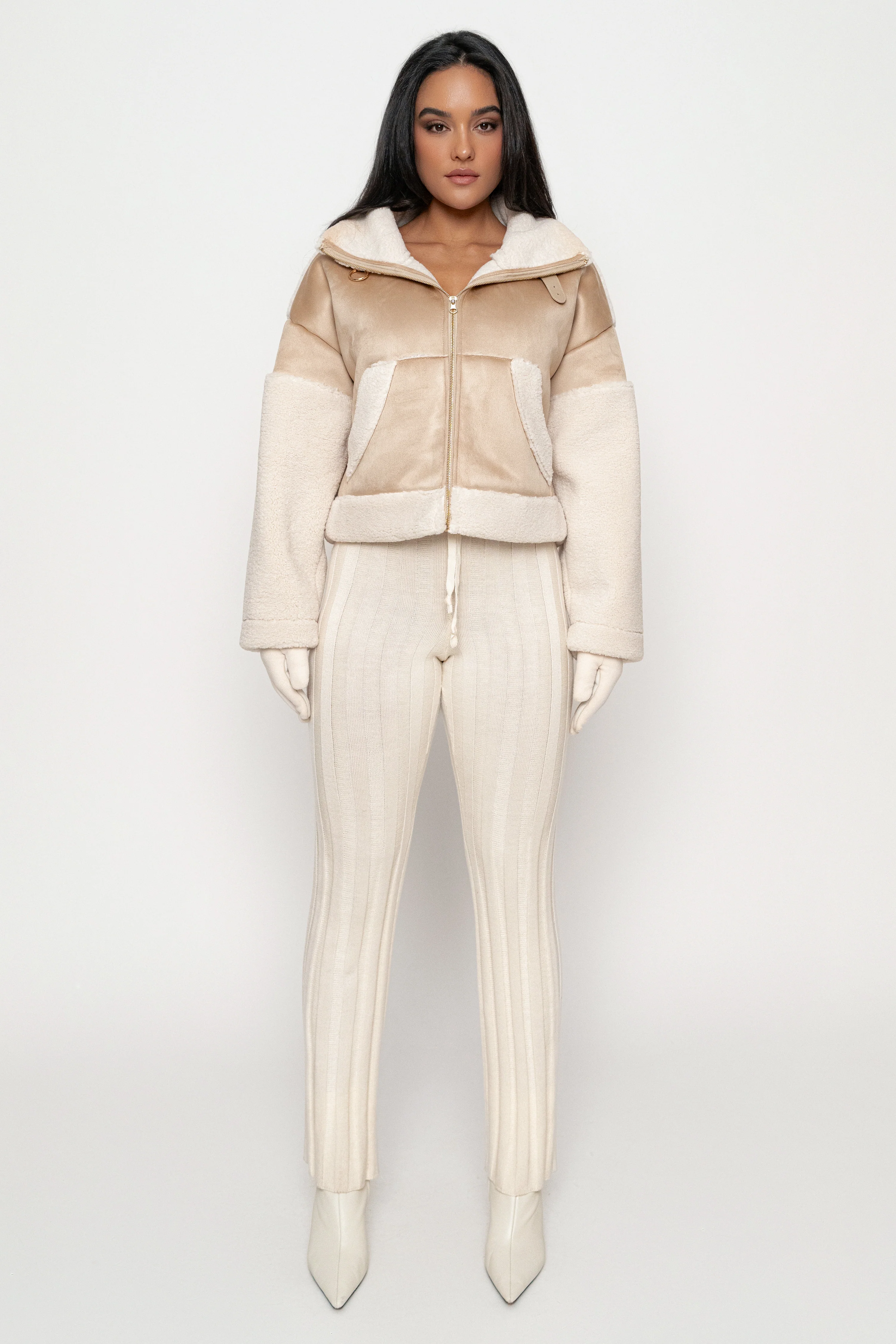 Sand Suede And Sherpa Jacket - Image 6