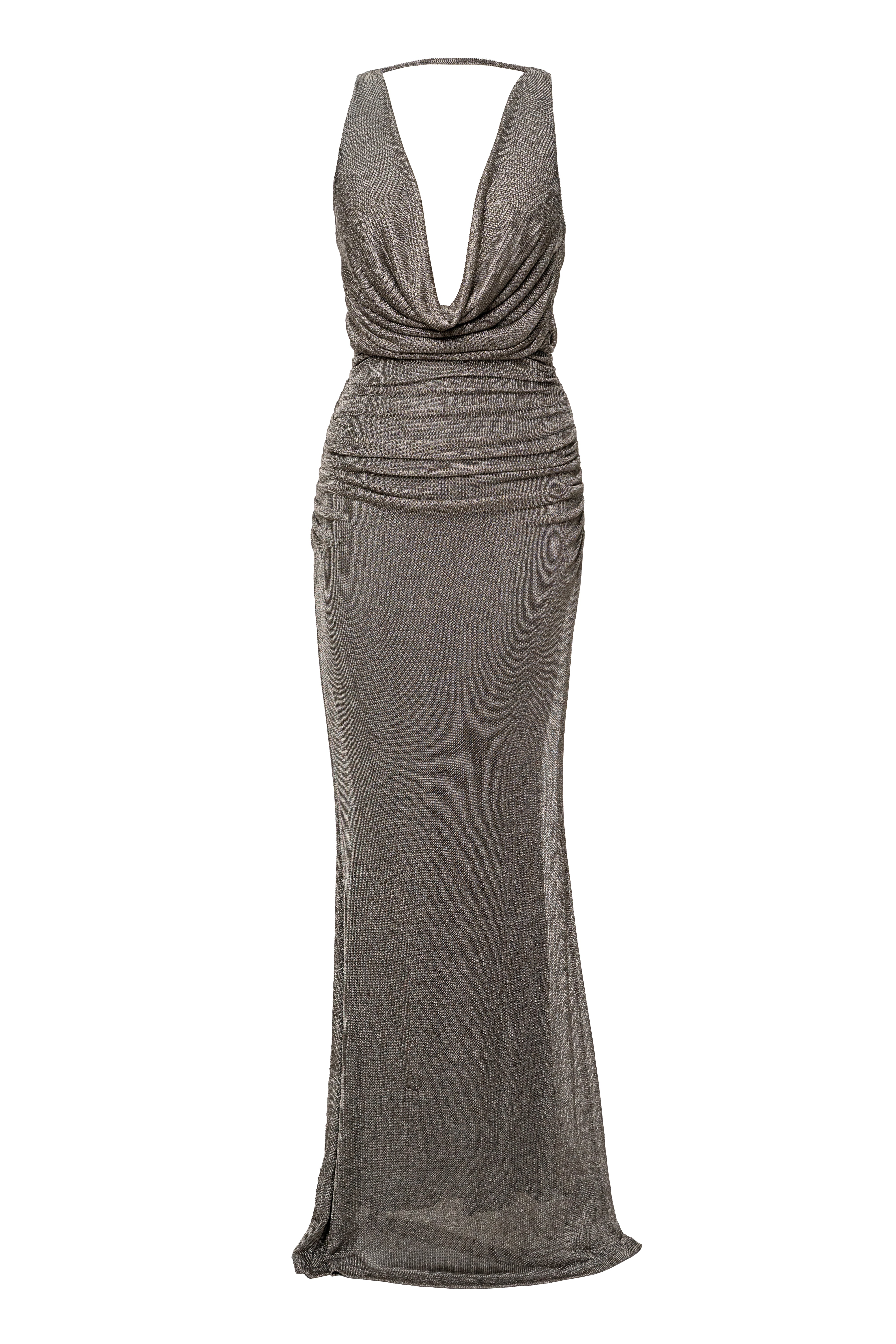 Silver Charmed Metallic Drape Dress - Image 3