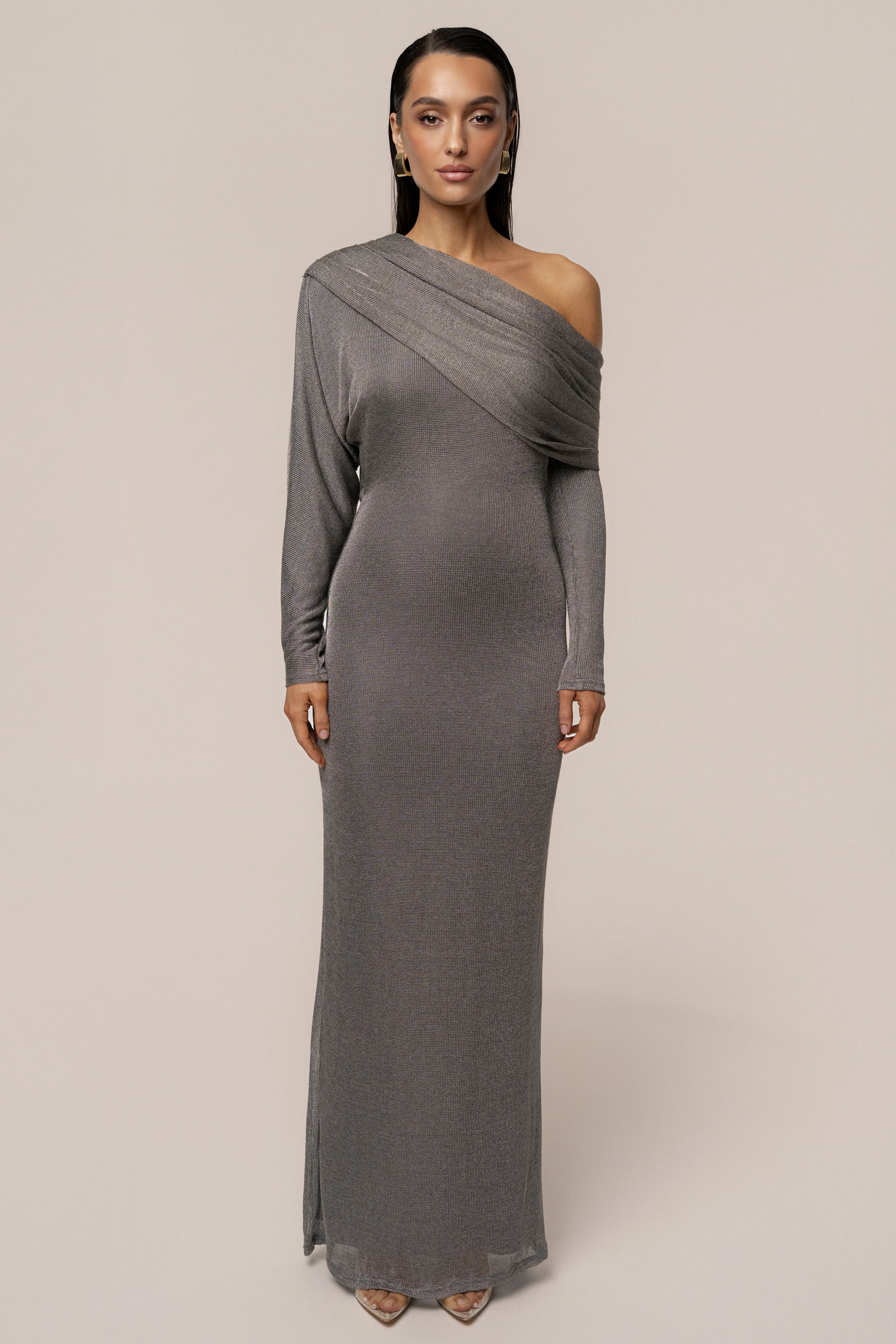Silver Drape And Shine Maxi Dress - Image 3