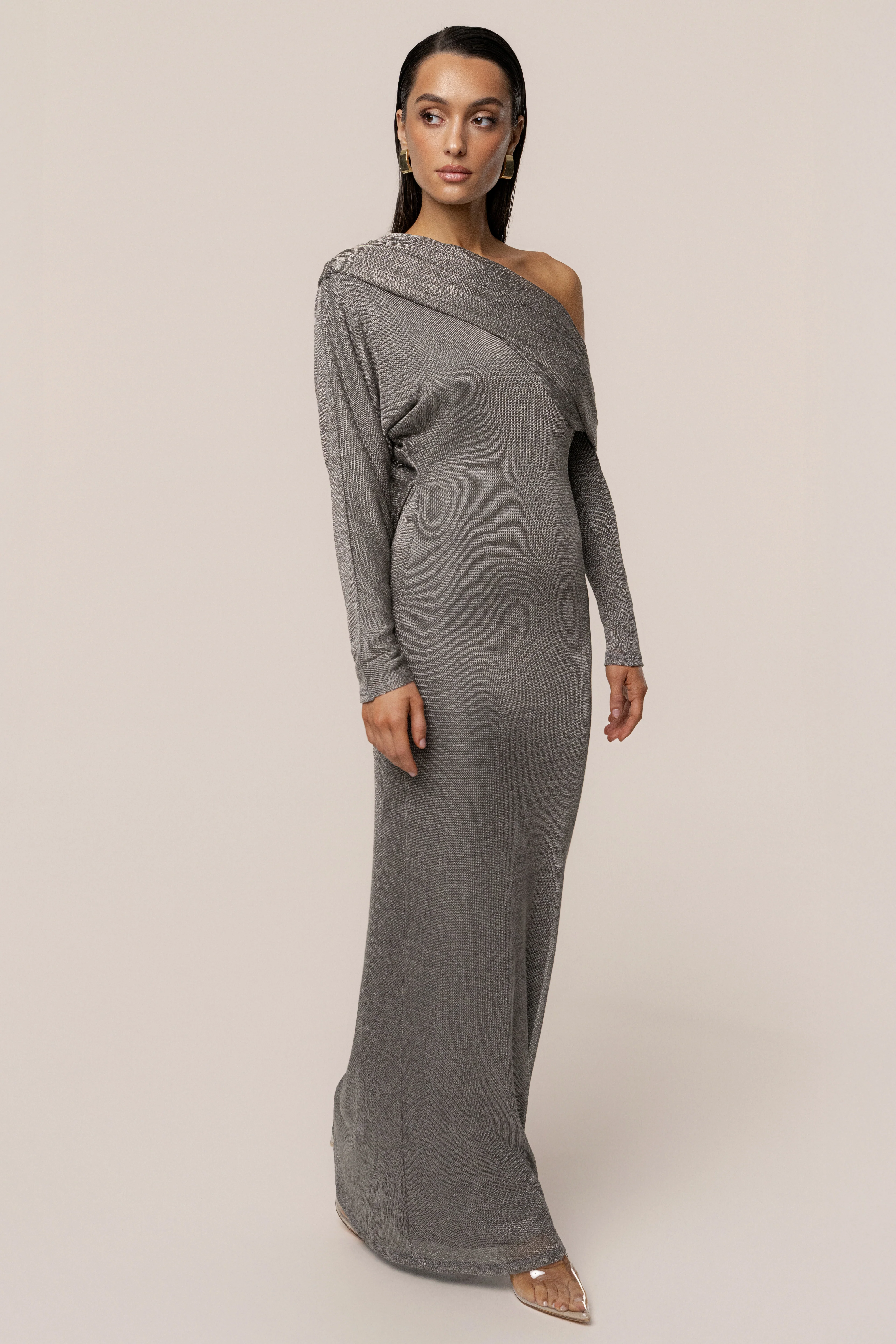 Silver Drape And Shine Maxi Dress - Image 4