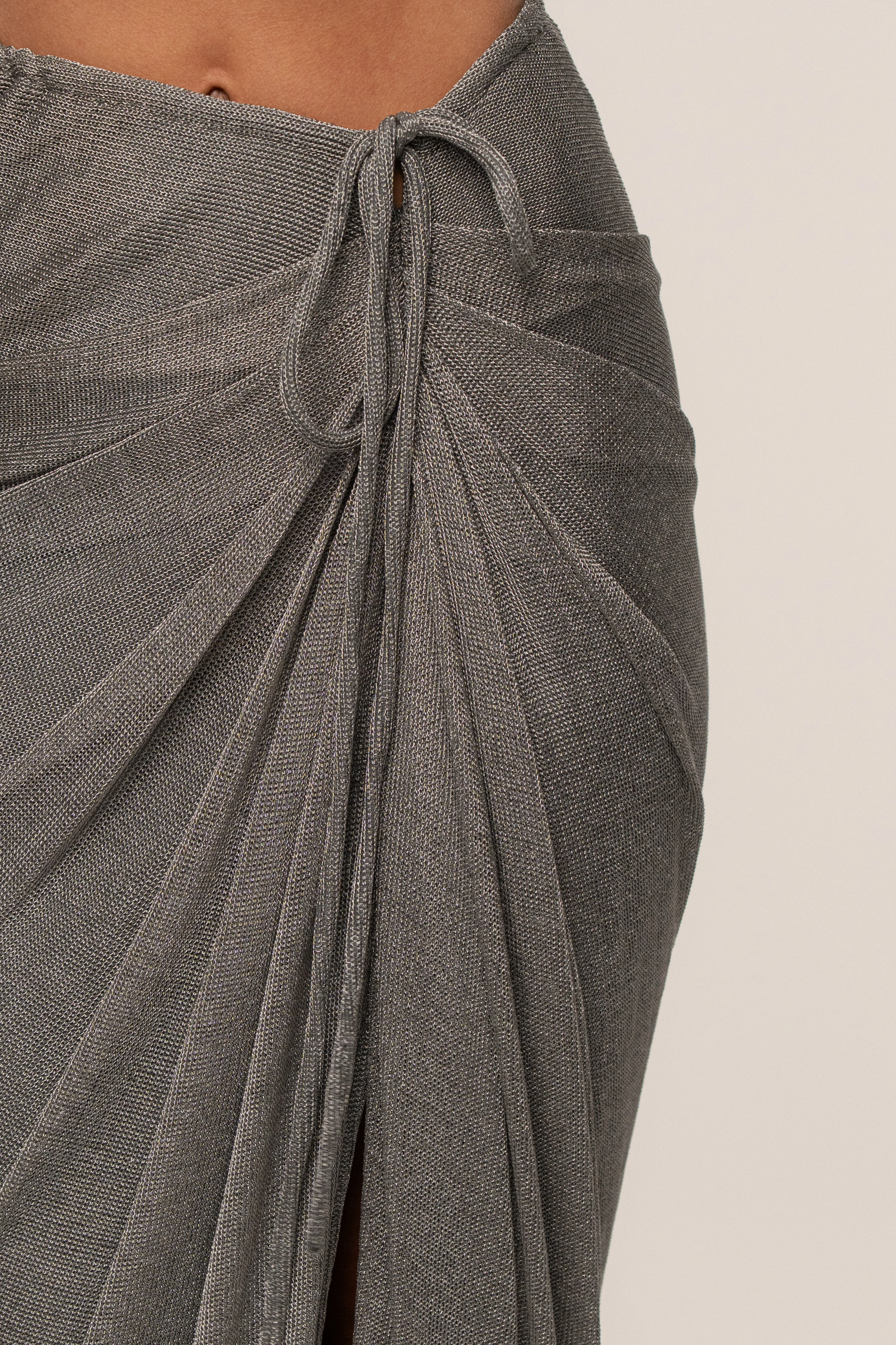 Silver Noelia Metallic Slit Skirt - Image 3