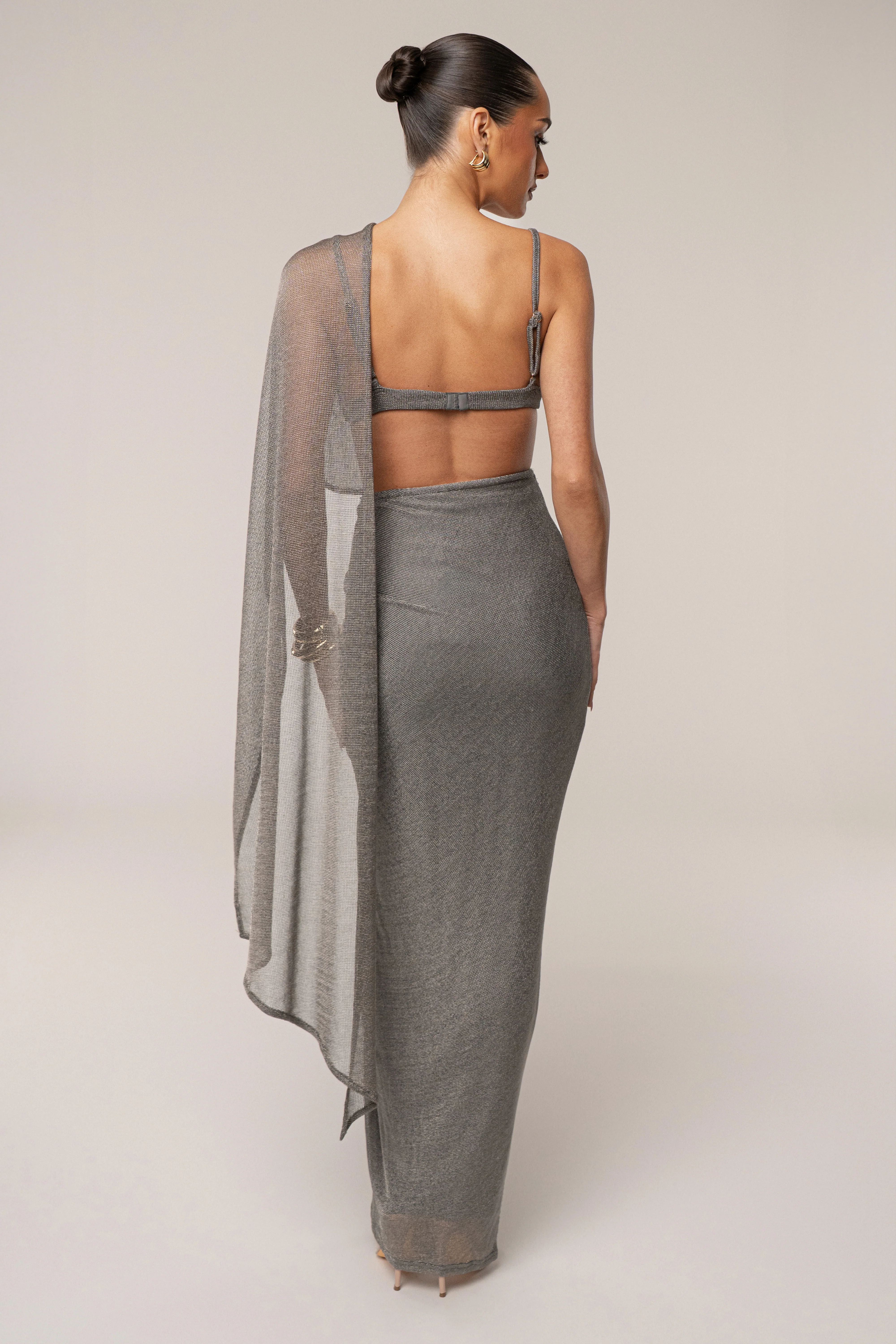 Silver Noelia Metallic Slit Skirt - Image 7