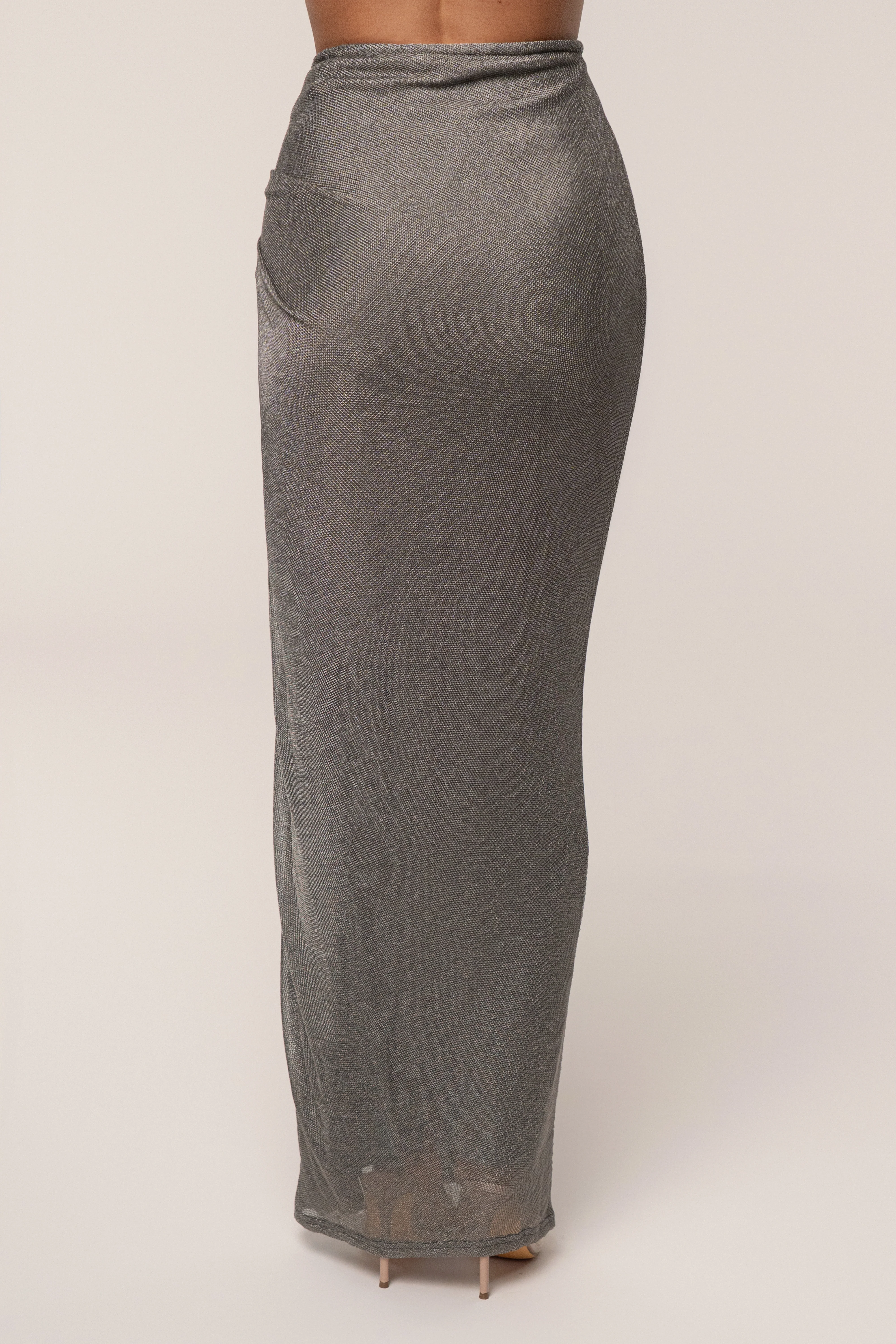 Silver Noelia Metallic Slit Skirt - Image 8