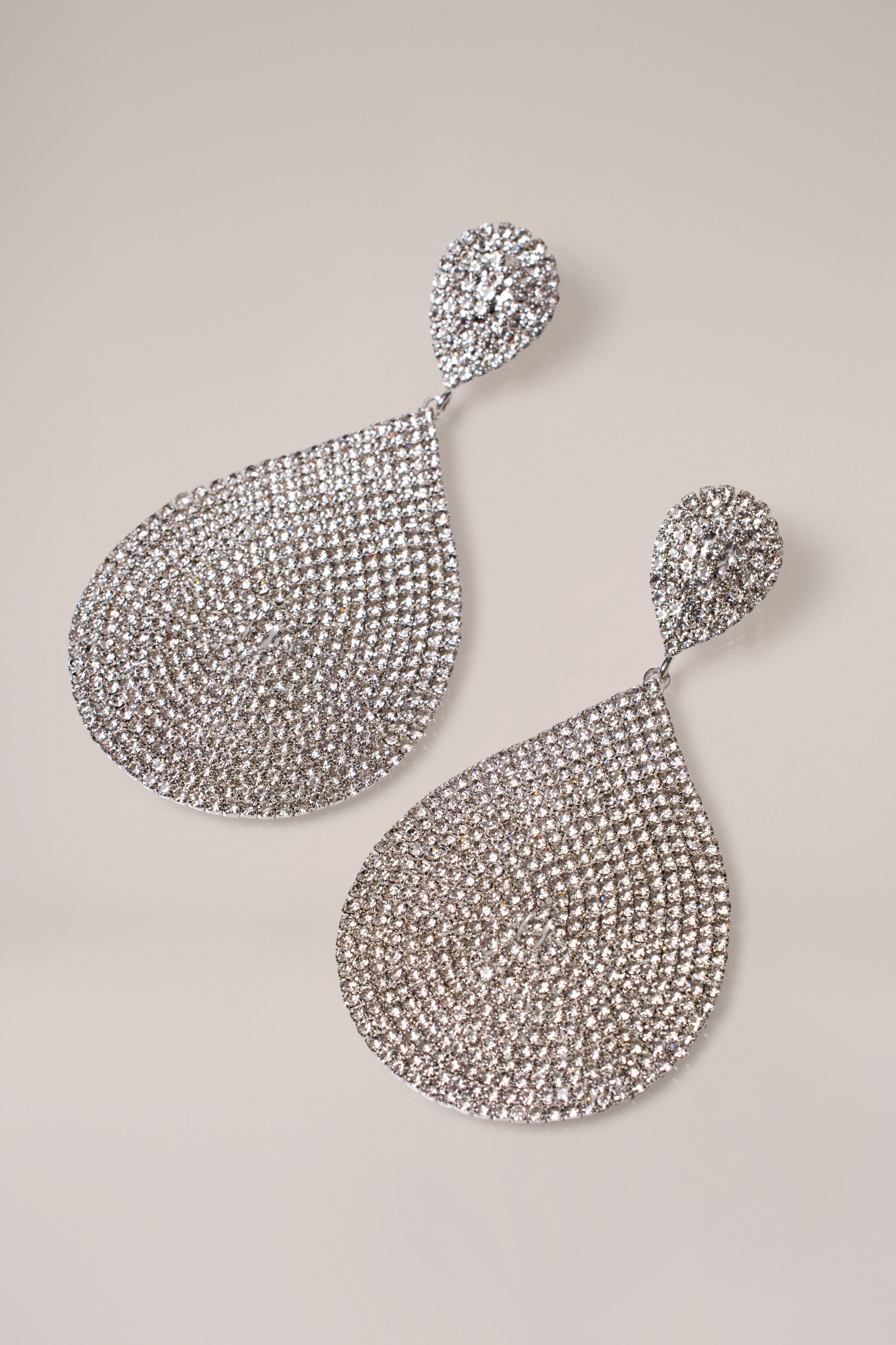 Silver Statement Teardrop Earrings - Image 3